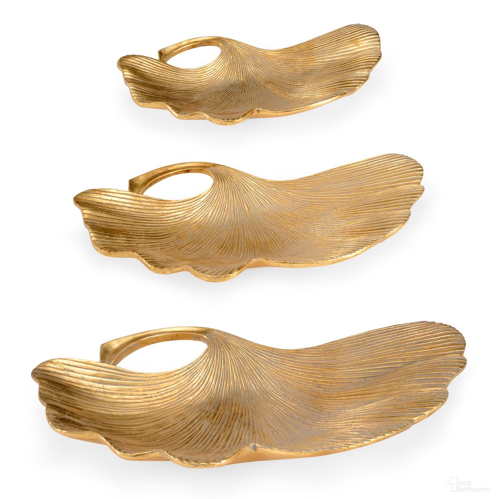The appearance of Lotus Leaf Trays (S3) In Gold designed by Chelsea House in the modern / contemporary interior design. This gold piece of furniture was selected by 1StopBedrooms from Elizabeth Wicker Collection to add a touch of cosiness and style into your home. Sku: 382725. Material: Composite.