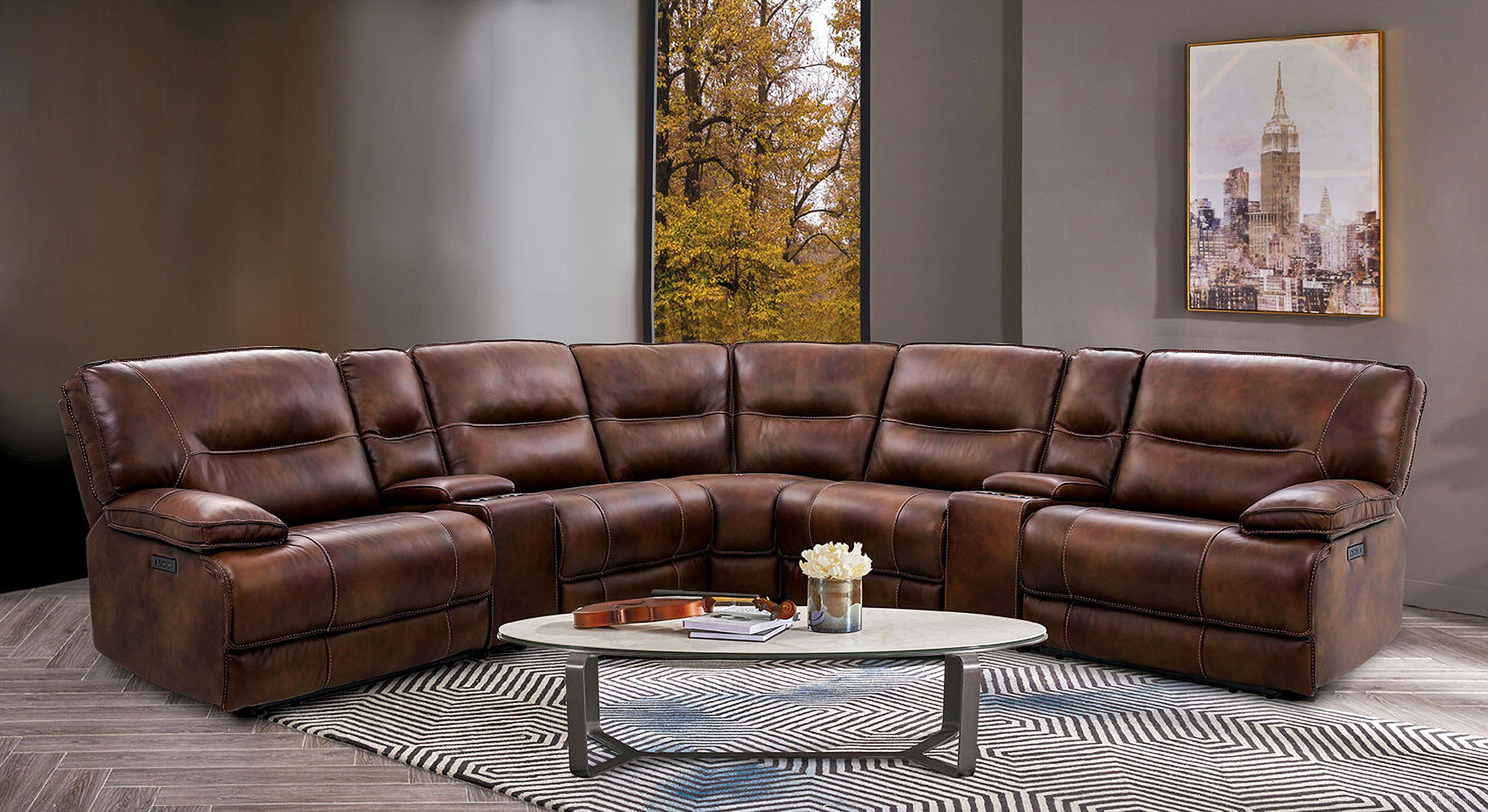 Louella Power Sectional In Brown