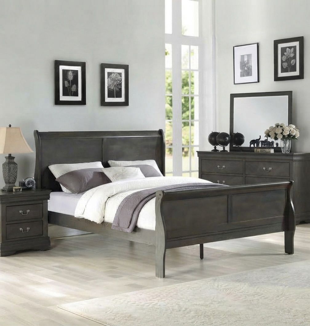 Louis Philippe Bedroom Set in Dark Grey