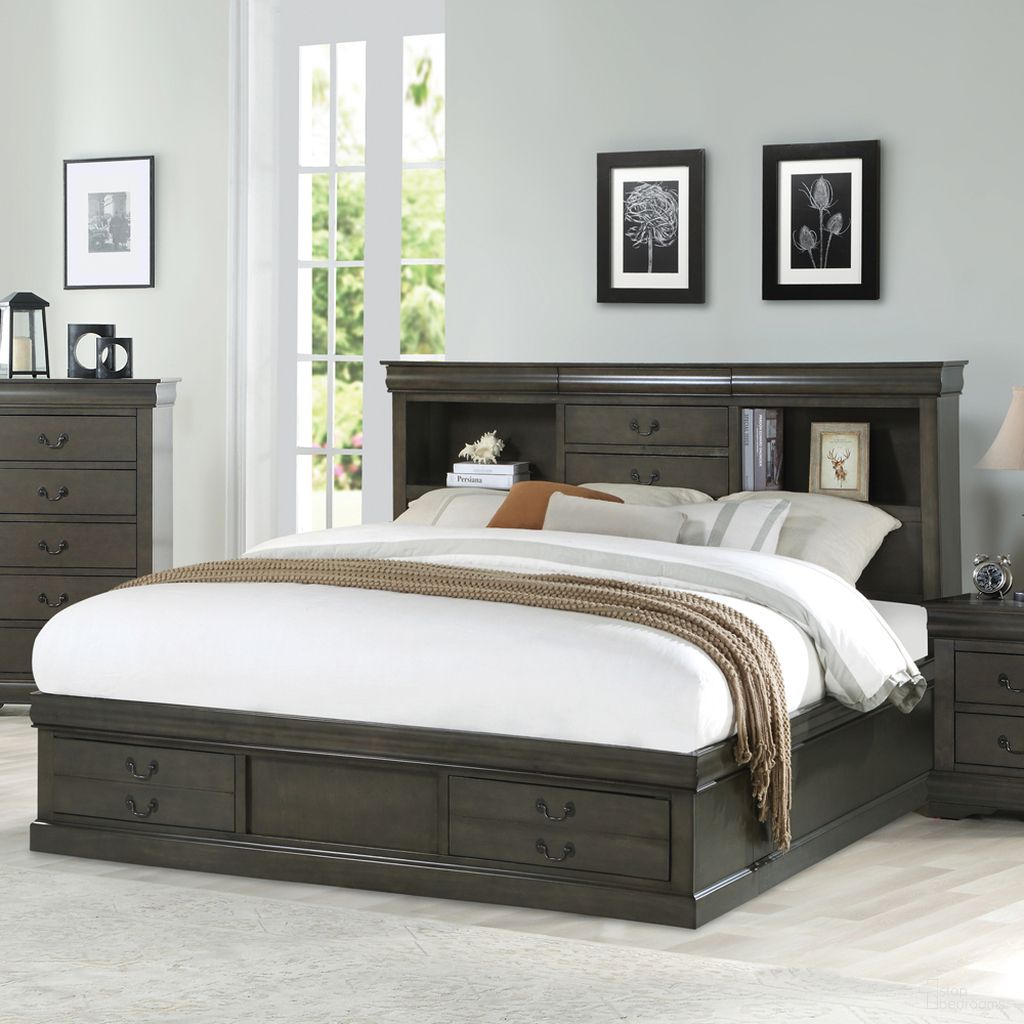 The appearance of Louis Philippe III Bookcase Bed (Dark Gray) (Queen) designed by ACME in the transitional interior design. This dark gray piece of furniture was selected by 1StopBedrooms from Louis Philippe Iii Collection to add a touch of cosiness and style into your home. Sku: 24930Q-HB;24931Q-FB;24932Q-R. Bed Type: Bookcase Bed. Material: Wood. Bed Size: Queen.