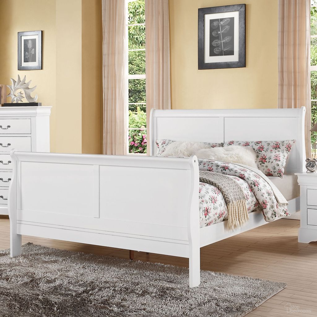 Louis Philippe III Sleigh Bed (King) (White)