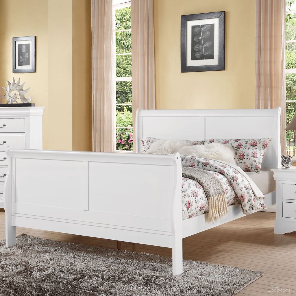 The appearance of Louis Philippe Iii White Queen Sleigh Bed designed by ACME in the transitional interior design. This white piece of furniture  was selected by 1StopBedrooms from Louis Philippe Iii Collection to add a touch of cosiness and style into your home. Sku: 24500Q-HF;24501Q-R. Bed Type: Sleigh Bed. Material: Wood. Bed Size: Queen.