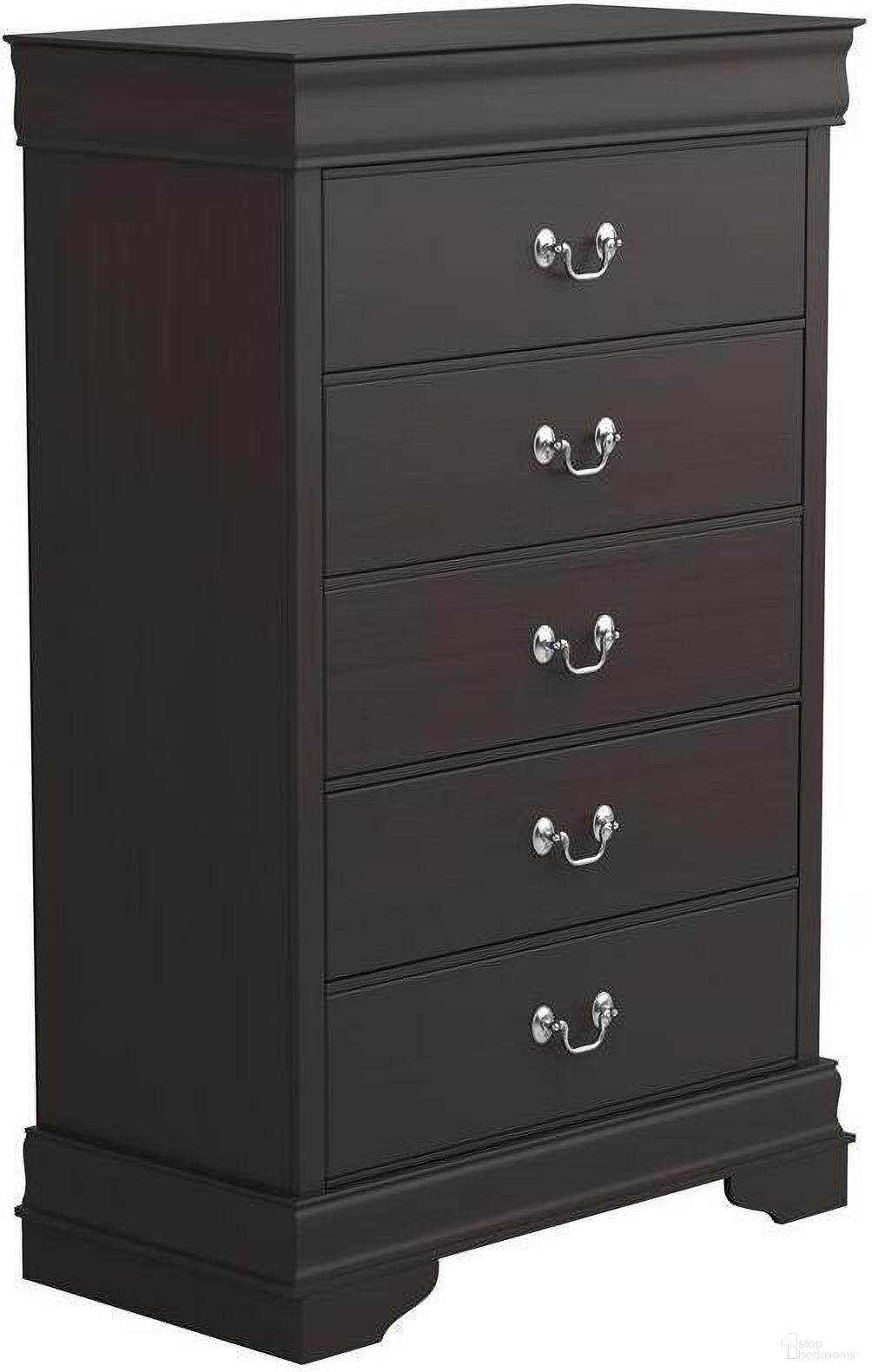 The appearance of Louis Philippe 5-drawer Chest with Silver Bails Cappuccino designed by Coaster in the traditional interior design. This cappuccino piece of furniture  was selected by 1StopBedrooms from Louis Philippe Collection to add a touch of cosiness and style into your home. Sku: 202415. Material: Wood.
