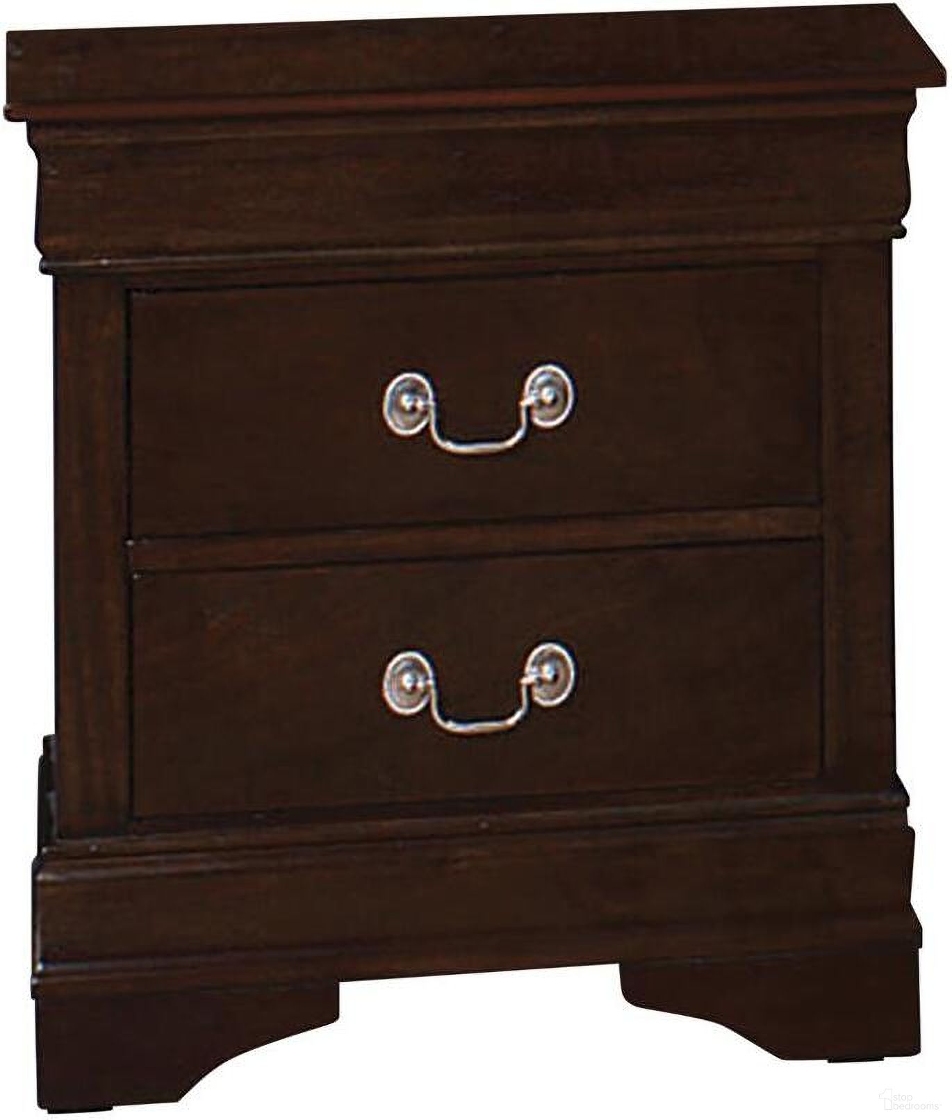 The appearance of Louis Philippe 2-drawer Nightstand Cappuccino designed by Coaster in the traditional interior design. This cappuccino piece of furniture  was selected by 1StopBedrooms from Louis Philippe Collection to add a touch of cosiness and style into your home. Sku: 202412. Material: Wood.