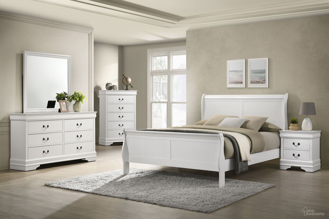 The appearance of Louis Philippe Sleigh Panel Bedroom Set In White designed by Coaster in the traditional interior design. This white piece of furniture was selected by 1StopBedrooms from Louis Philippe Collection to add a touch of cosiness and style into your home. Sku: 202441QB1;202441QB2;202442. Bed Size: King. Material: Hardwood.