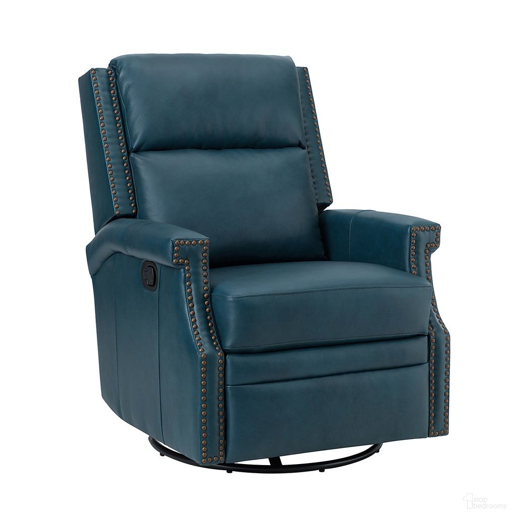 The appearance of Louise Genuine Leather Swivel Rocker Recliner In Turquoise designed by Karat Home in the modern / contemporary interior design. This turquoise piece of furniture  was selected by 1StopBedrooms from Louise Collection to add a touch of cosiness and style into your home. Sku: RCLB0412-TURQUOISE. Material: Genuine Leather.