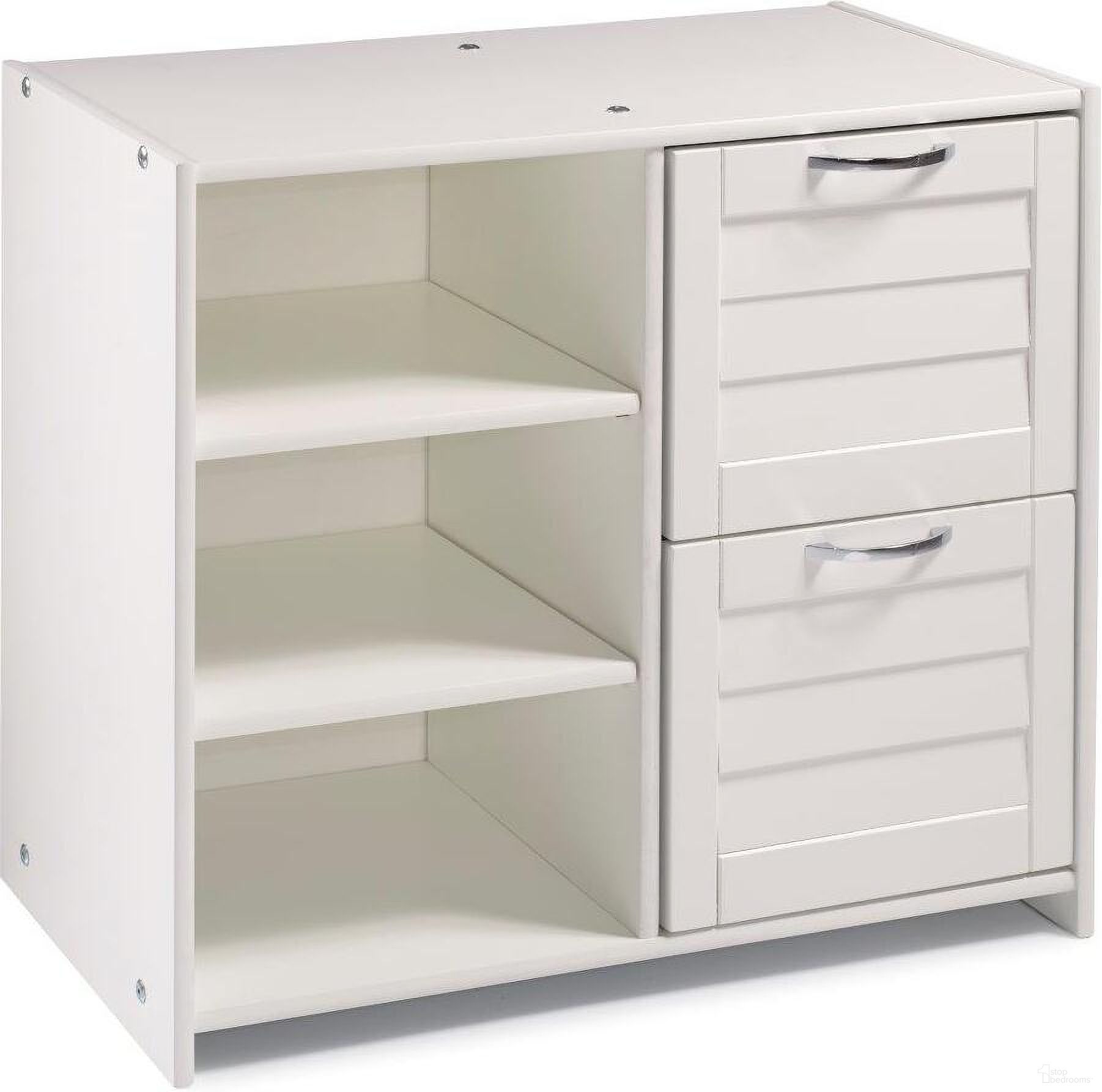 Louver Low Loft 2 Dr Chest-Shelves White