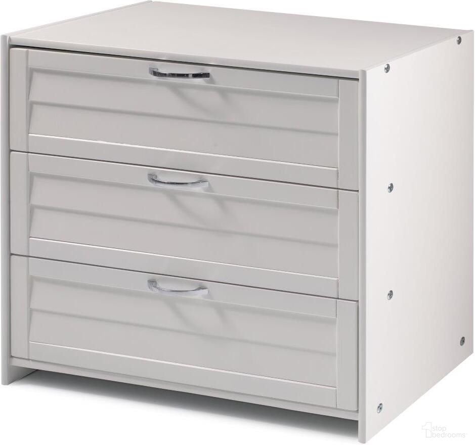 Louver Low Loft 3 Drawer Chest White