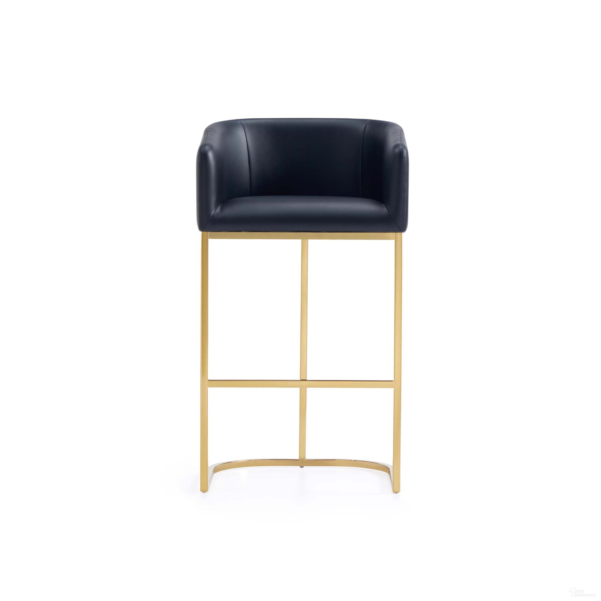 The appearance of Louvre Barstool In Black designed by Manhattan Comfort in the transitional interior design. This black piece of furniture was selected by 1StopBedrooms from Louvre Collection to add a touch of cosiness and style into your home. Sku: BS016-BK. Material: Stainless Steel.