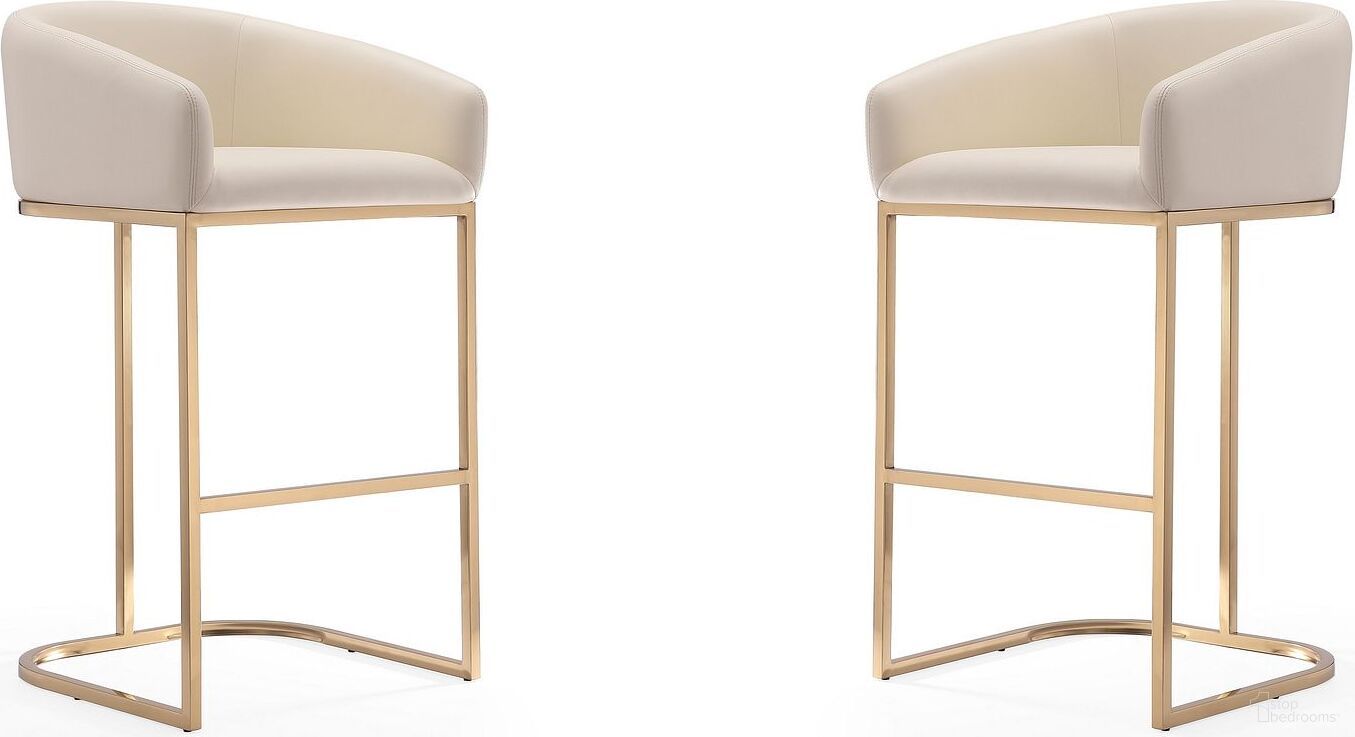 Louvre Barstool in Cream and Titanium Gold (Set of 2)