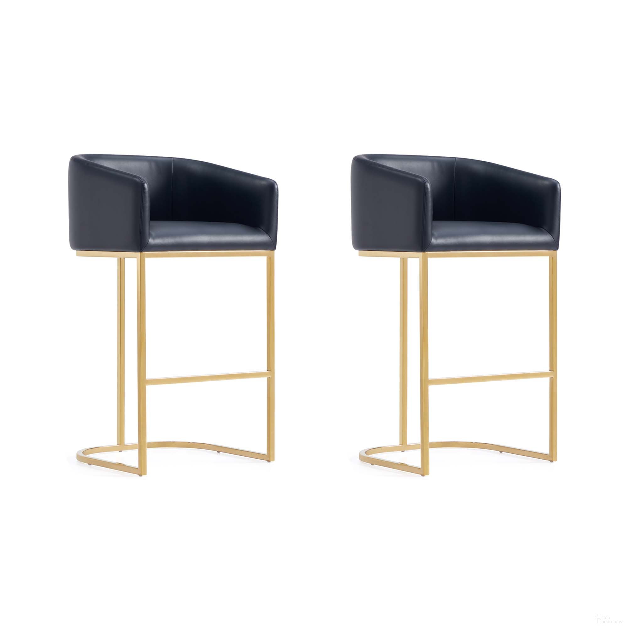 The appearance of Louvre Barstool Set of 2 In Black designed by Manhattan Comfort in the transitional interior design. This black piece of furniture was selected by 1StopBedrooms from Louvre Collection to add a touch of cosiness and style into your home. Sku: BS016-BK;BS016-BK. Material: Stainless Steel.
