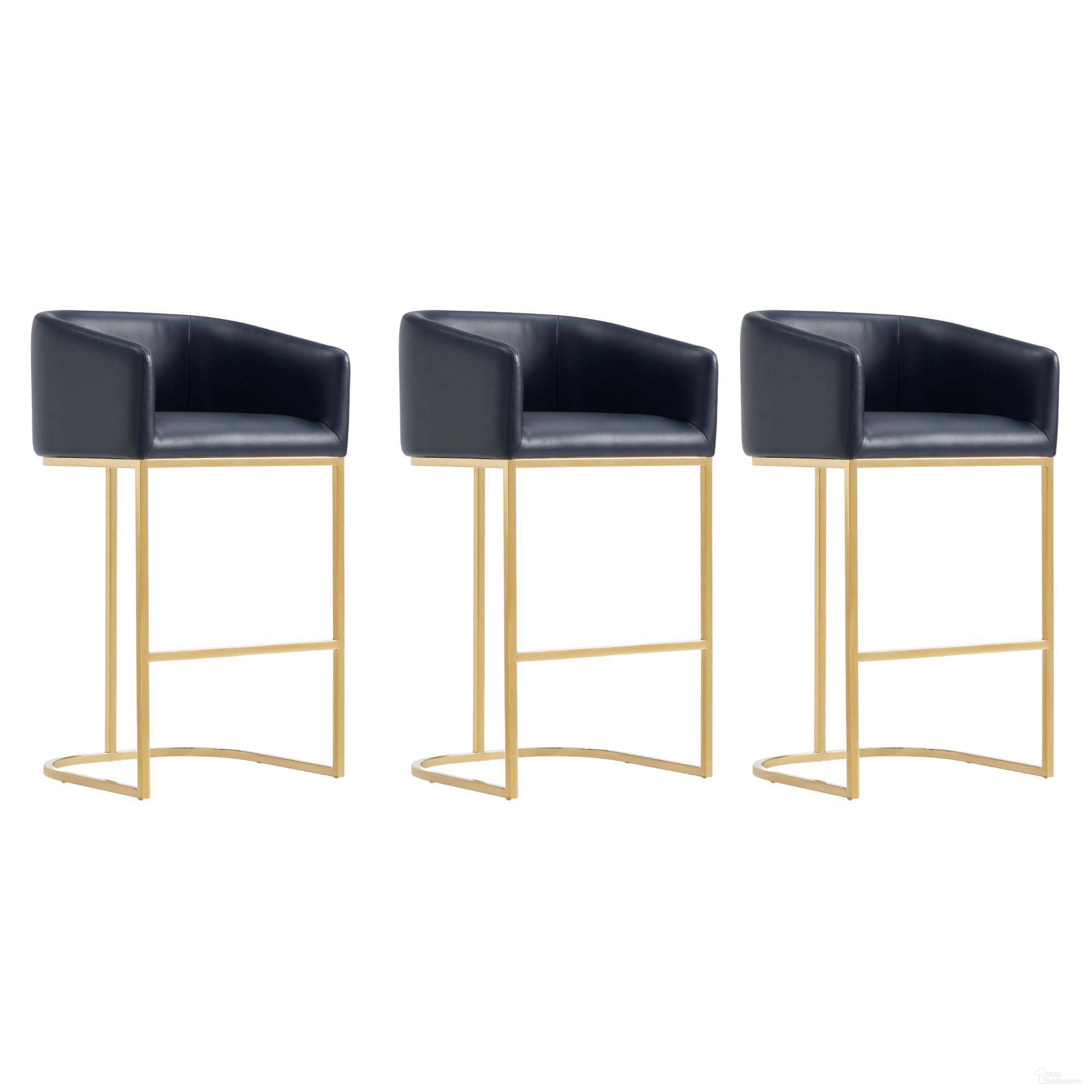The appearance of Louvre Barstool Set of 3 In Black designed by Manhattan Comfort in the transitional interior design. This black piece of furniture was selected by 1StopBedrooms from Louvre Collection to add a touch of cosiness and style into your home. Sku: BS016-BK;BS016-BK;BS016-BK. Material: Stainless Steel.