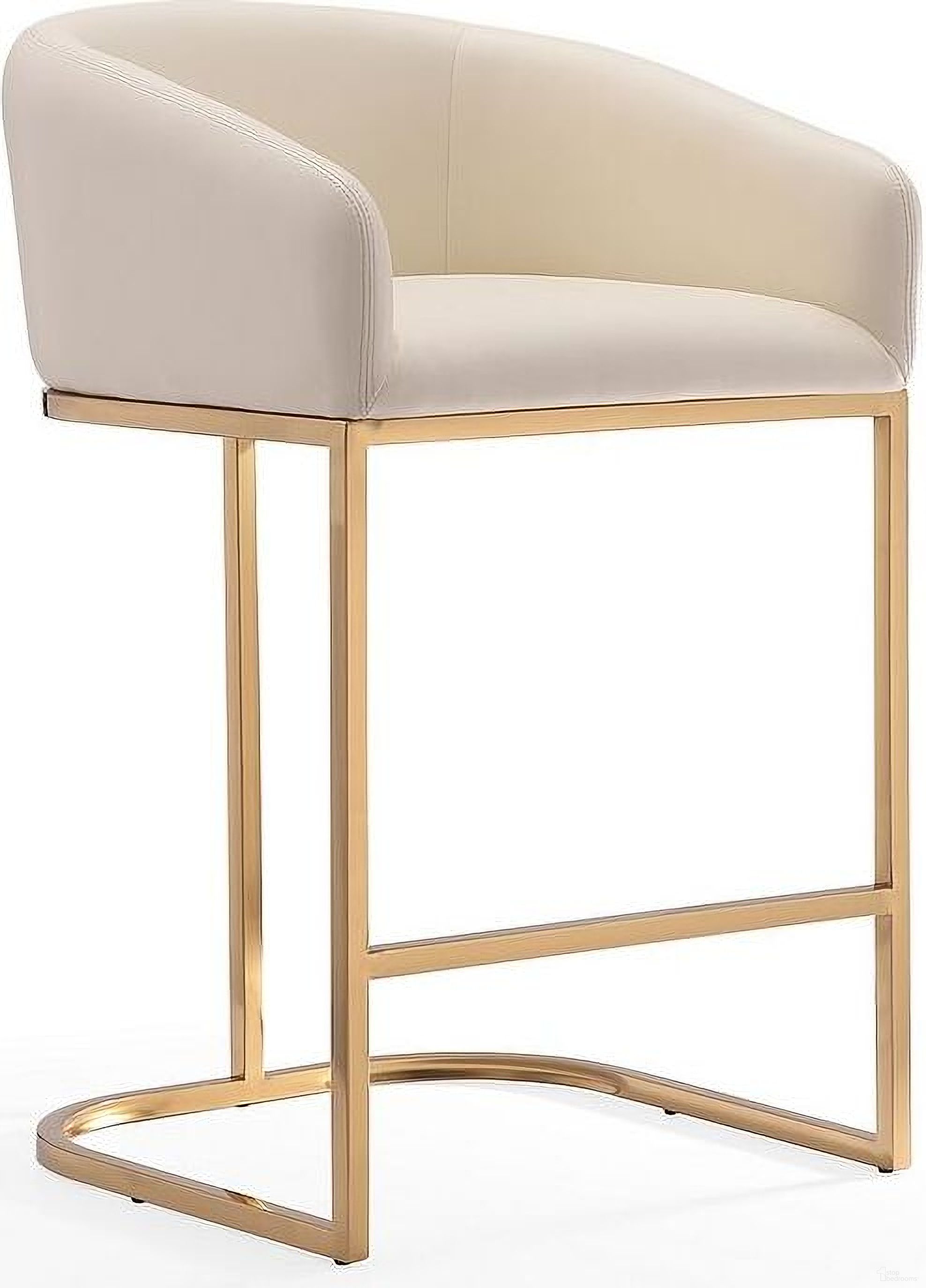 The appearance of Louvre Counter Stool in Cream and Titanium Gold designed by Manhattan Comfort in the transitional interior design. This cream piece of furniture was selected by 1StopBedrooms from Louvre Collection to add a touch of cosiness and style into your home. Sku: CS009-CR. Material: Stainless Steel.