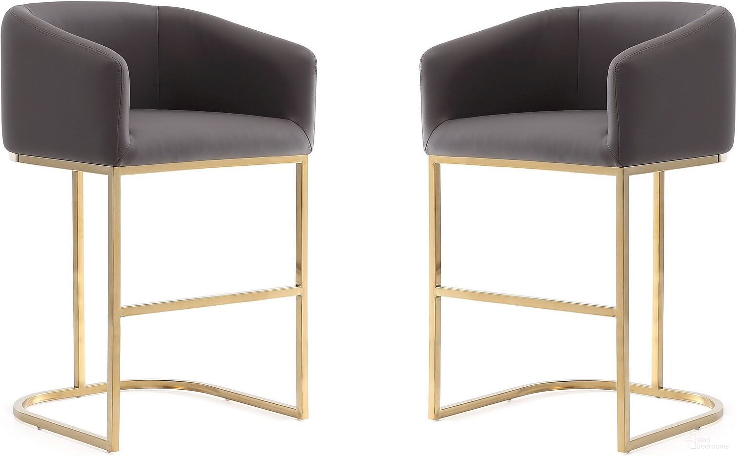 The appearance of Louvre Counter Stool in Grey and Titanium Gold (Set of 2) designed by Manhattan Comfort in the transitional interior design. This grey piece of furniture was selected by 1StopBedrooms from Louvre Collection to add a touch of cosiness and style into your home. Sku: CS009-GY;CS009-GY. Material: Stainless Steel.
