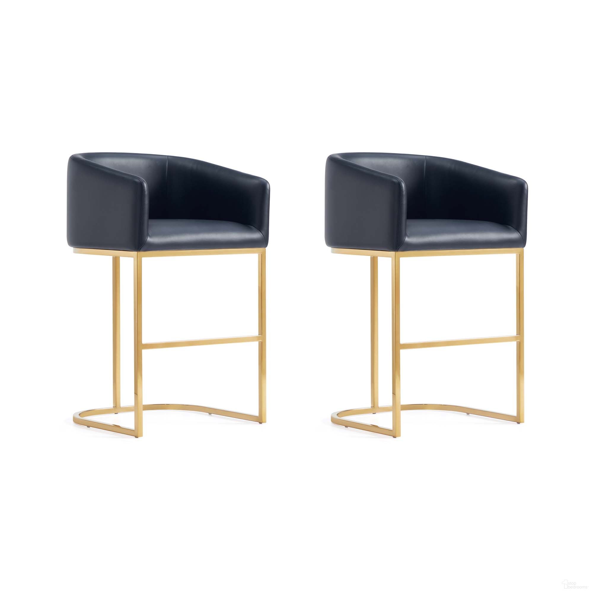 The appearance of Louvre Counter Stool Set of 2 In Black designed by Manhattan Comfort in the transitional interior design. This black piece of furniture was selected by 1StopBedrooms from Louvre Collection to add a touch of cosiness and style into your home. Sku: CS009-BK;CS009-BK. Material: Stainless Steel.