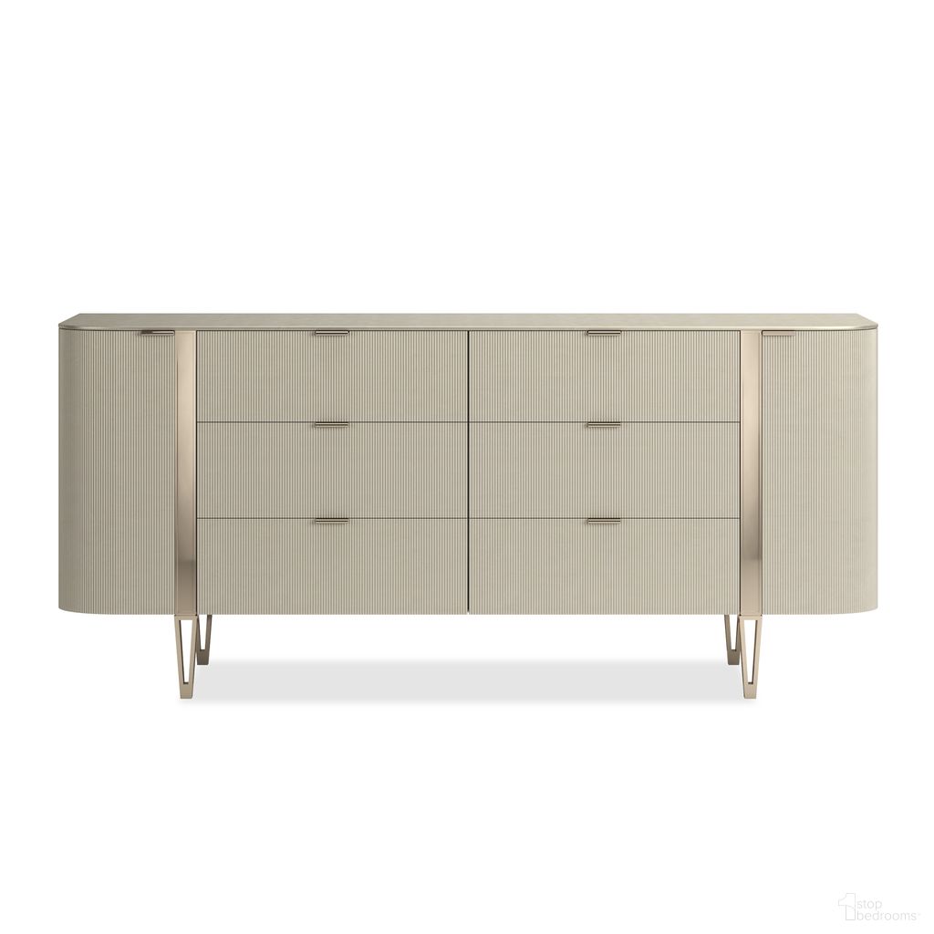 The appearance of Love At First Sight 78 Inch Dresser In Cream designed by Caracole in the modern / contemporary interior design. This cream piece of furniture was selected by 1StopBedrooms from Love At First Sight Collection to add a touch of cosiness and style into your home. Sku: CLA-424-034. Material: Resin.