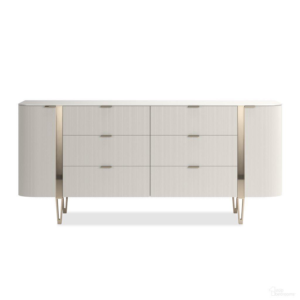 The appearance of Love At First Sight 78 Inch Dresser In White designed by Caracole in the modern / contemporary interior design. This white piece of furniture was selected by 1StopBedrooms from Love At First Sight Collection to add a touch of cosiness and style into your home. Sku: CLA-424-033. Material: Resin.
