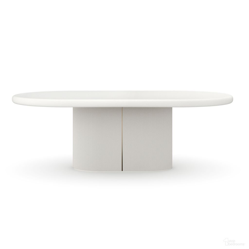 The appearance of Love Dining Table In White designed by Caracole in the modern / contemporary interior design. This white piece of furniture  was selected by 1StopBedrooms from Love Dining Collection to add a touch of cosiness and style into your home. Sku: CLA-024-203B;CLA-024-203T. Table Base Style: Pedestal. Table Top Shape: Oval. Material: Resin. Size: 48" x 92".