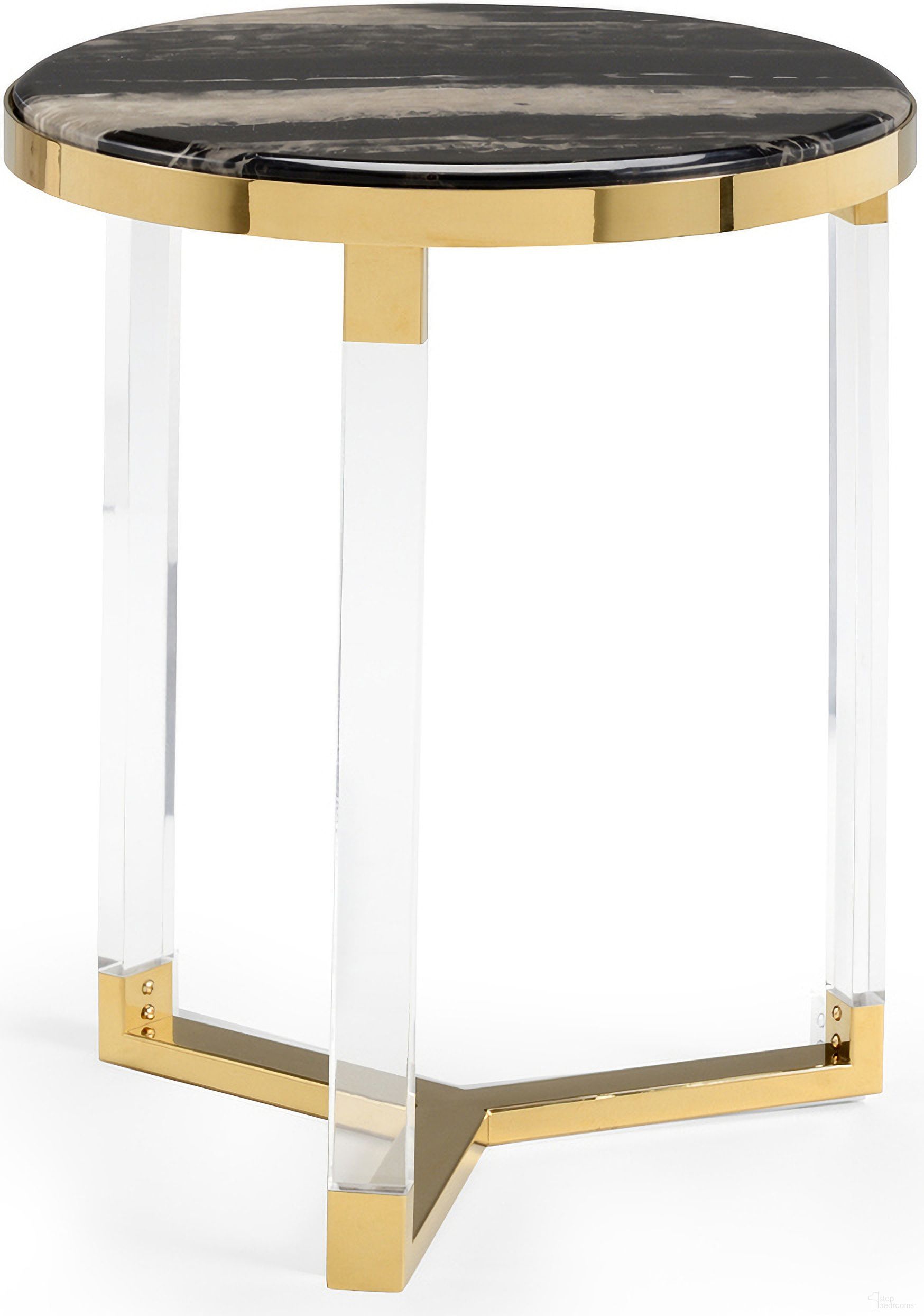 The appearance of Lovelock Side Table In Black and Gold designed by Chelsea House in the modern / contemporary interior design. This black/gold piece of furniture was selected by 1StopBedrooms from Chelsea House Misc Collection to add a touch of cosiness and style into your home. Sku: 383666. Material: Acrylic.