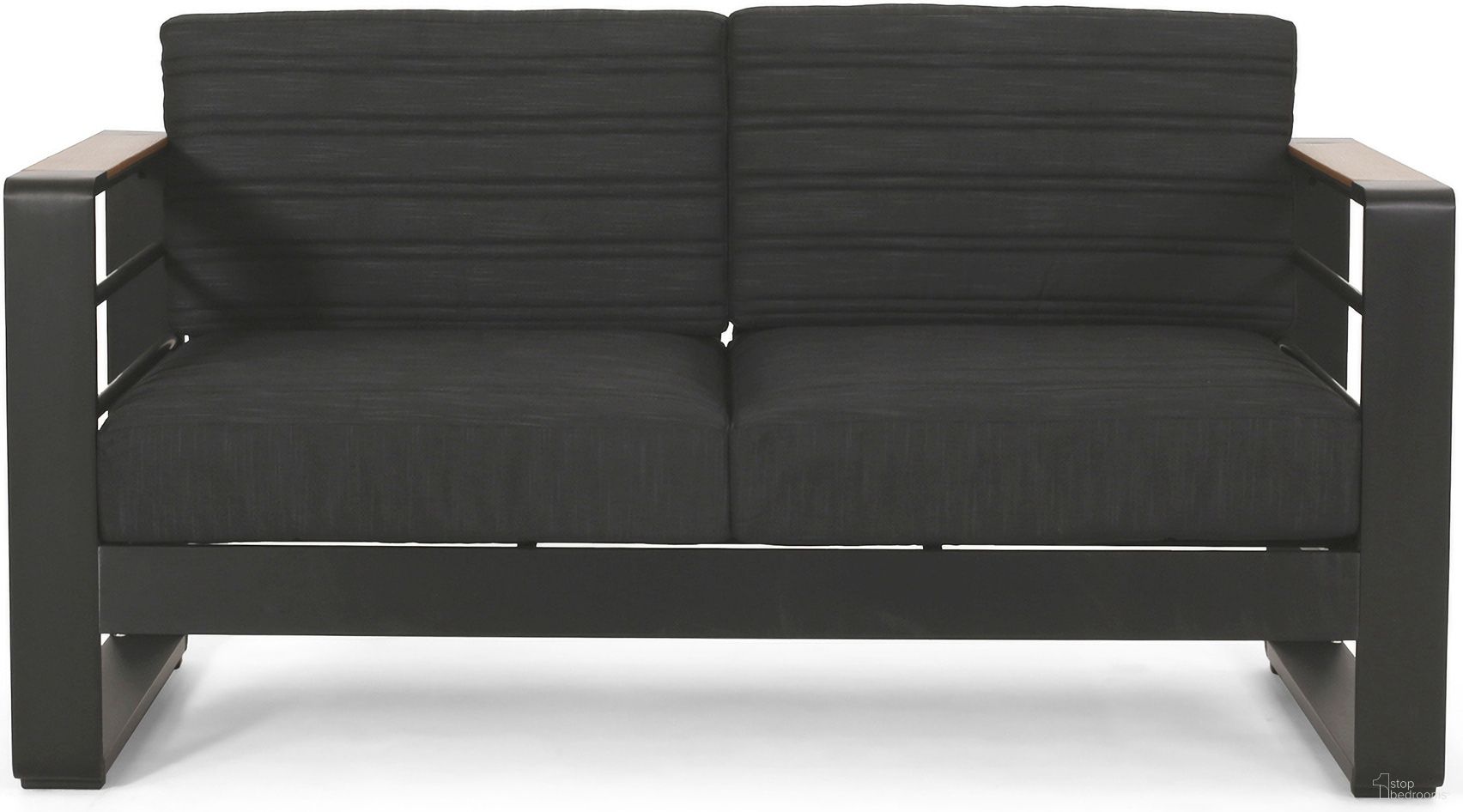 The appearance of Loveseat with Slat Paneling and Aluminum Frame In Black designed by Noble House in the modern / contemporary interior design. This black piece of furniture was selected by 1StopBedrooms from to add a touch of cosiness and style into your home. Sku: 71735.00BLK. Material: Aluminium.