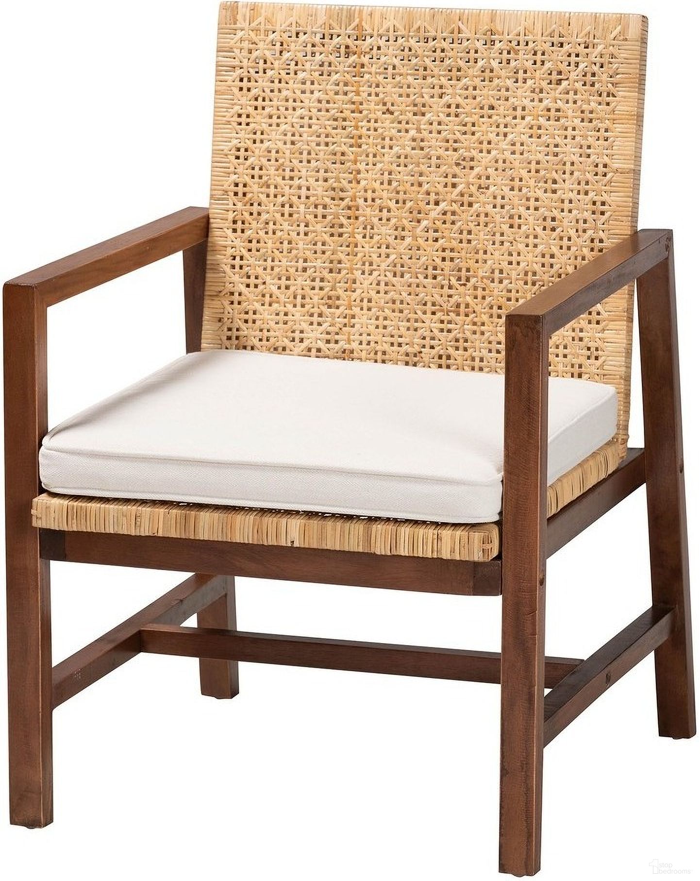 Lovina Rattan and Wood Armchair In Light Honey and Light Brown