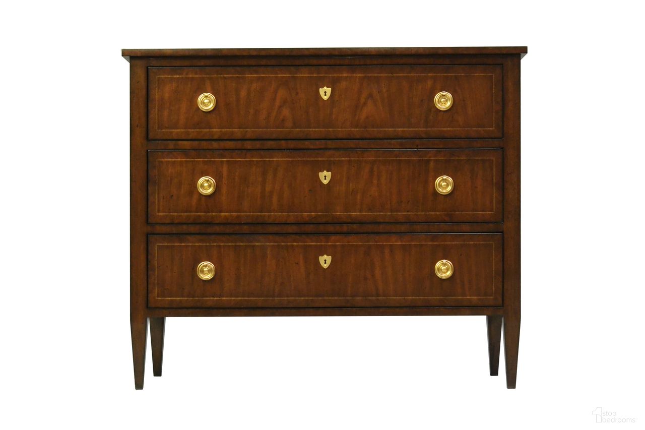 Low Chest Of Drawers In Brown and Brass