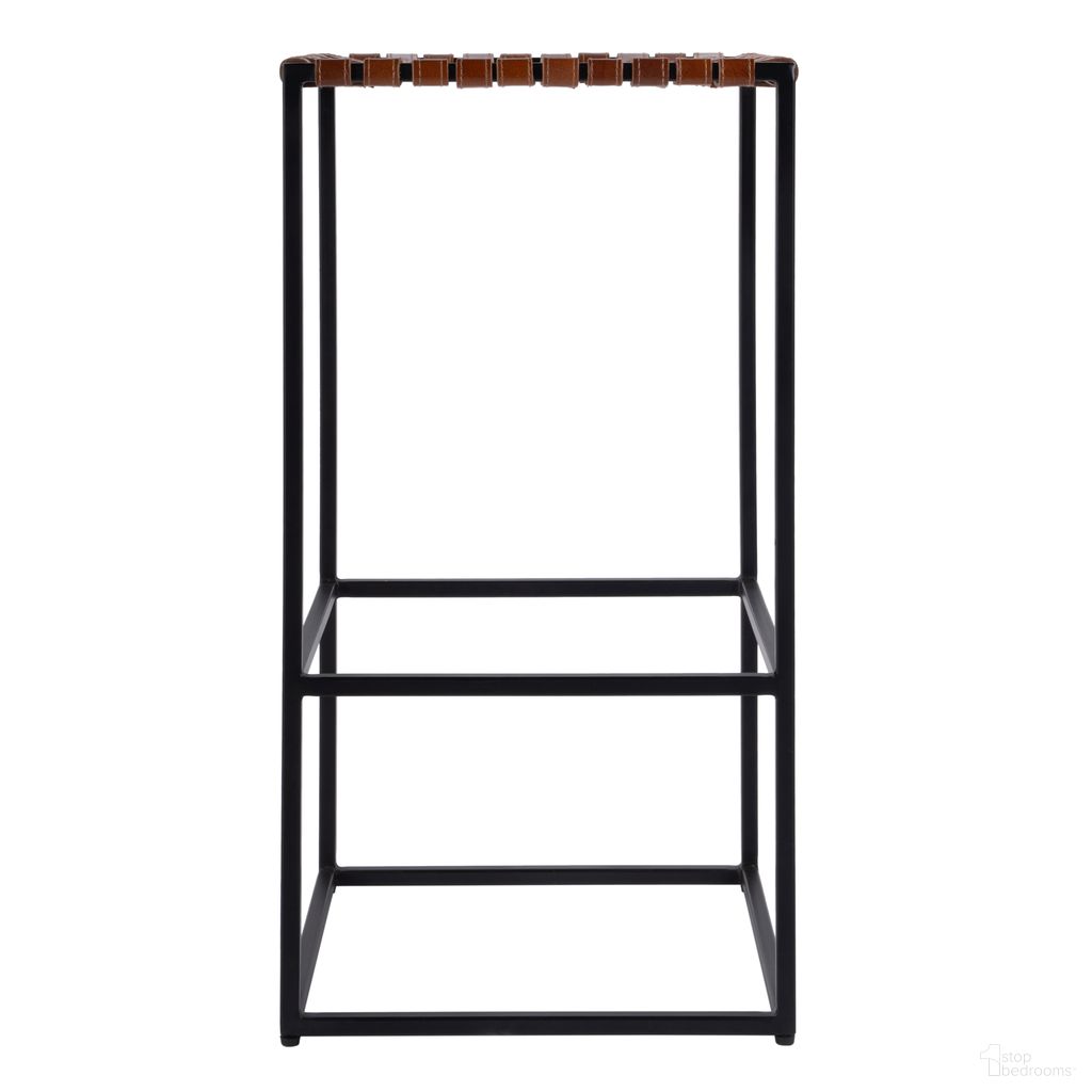 Lowell 30 Inch Leather and Iron Backless Barstool with Footrest In Brown