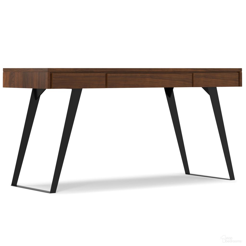 The appearance of Lowry Desk In Walnut designed by Simpli Home in the modern / contemporary interior design. This walnut piece of furniture  was selected by 1StopBedrooms from Lowry Collection to add a touch of cosiness and style into your home. Sku: AXCLRY-14-WAL. Material: Veneer.