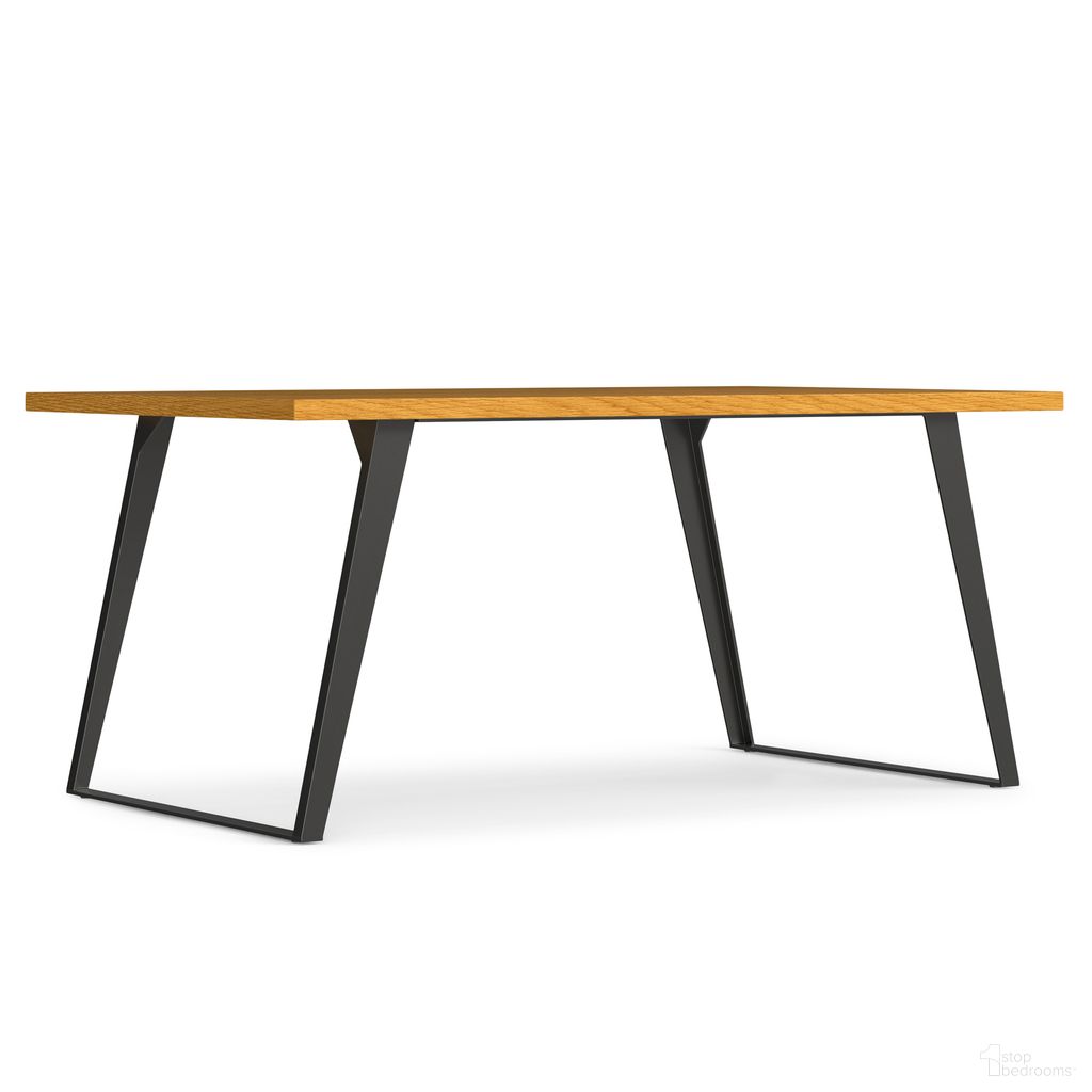 The appearance of Lowry Dining Table In Oak Veneer designed by Simpli Home in the modern / contemporary interior design. This oak veneer piece of furniture  was selected by 1StopBedrooms from Lowry Collection to add a touch of cosiness and style into your home. Sku: AXCLRY-DTR-OAK. Table Base Style: Double Pedestal. Table Top Shape: Rectangular. Material: Oak Veneer. Size: 40" x 66".
