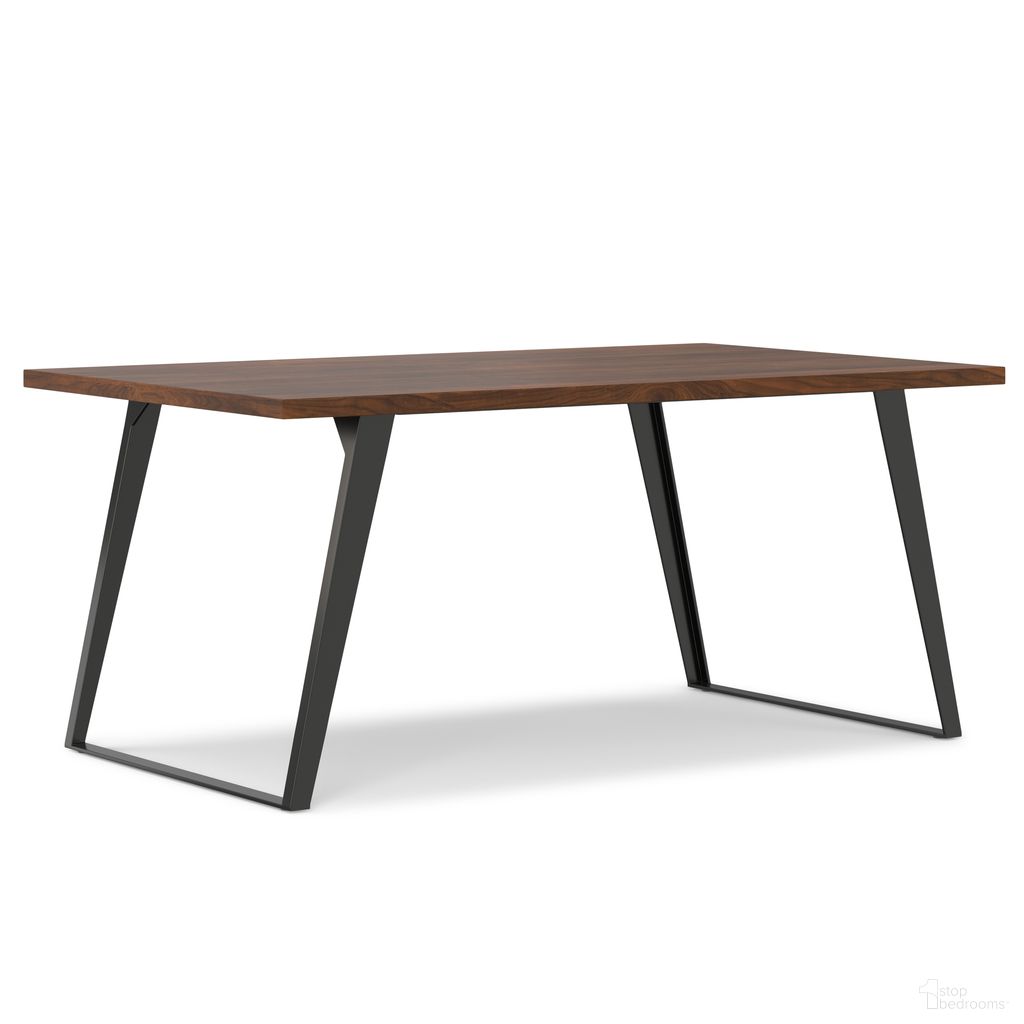 The appearance of Lowry Dining Table In Walnut Veneer designed by Simpli Home in the modern / contemporary interior design. This walnut veneer piece of furniture was selected by 1StopBedrooms from Lowry Collection to add a touch of cosiness and style into your home. Sku: AXCLRY-DTR-WAL. Table Base Style: Double Pedestal. Table Top Shape: Rectangular. Material: Walnut Veneer. Size: 40" x 66".