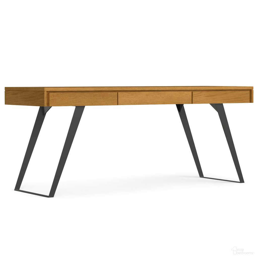 The appearance of Lowry Large Desk In Oak designed by Simpli Home in the modern / contemporary interior design. This oak piece of furniture  was selected by 1StopBedrooms from Lowry Collection to add a touch of cosiness and style into your home. Sku: AXCLRY52LG-OAK. Material: Veneer.