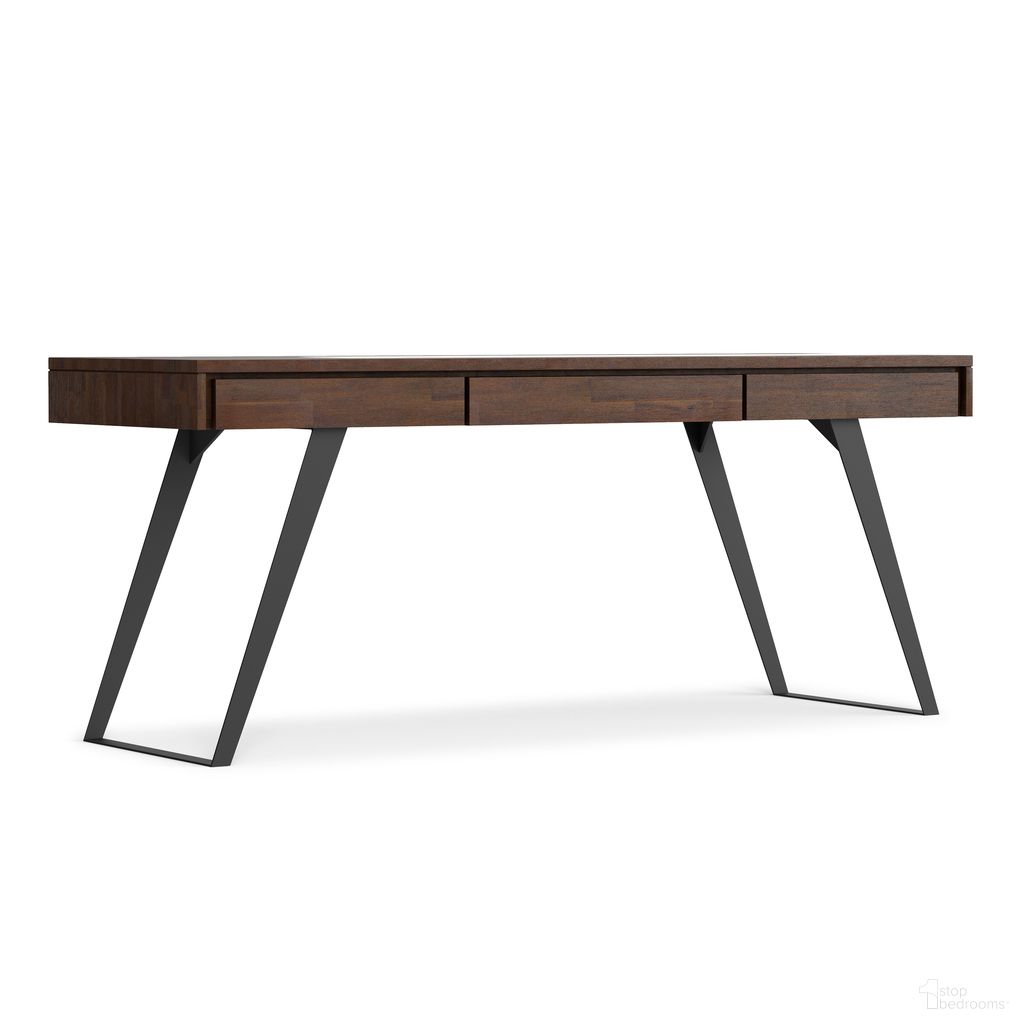 The appearance of Lowry Solid Acacia Wood Large Desk In Distressed Charcoal Brown designed by Simpli Home in the modern / contemporary interior design. This distressed charcoal brown piece of furniture was selected by 1StopBedrooms from Lowry Collection to add a touch of cosiness and style into your home. Sku: AXCLRY52LG-DCB. Material: Acacia.