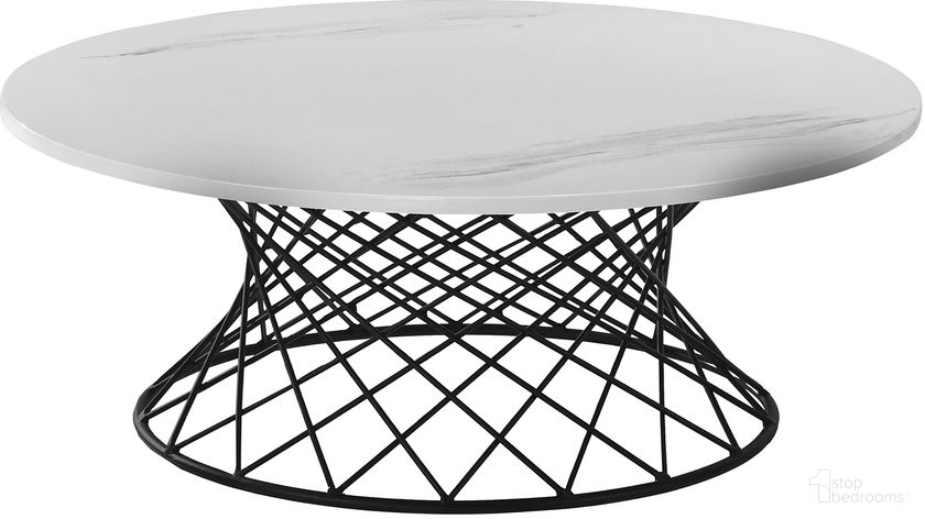 Loxley White Marble Coffee Table with Black Metal Base