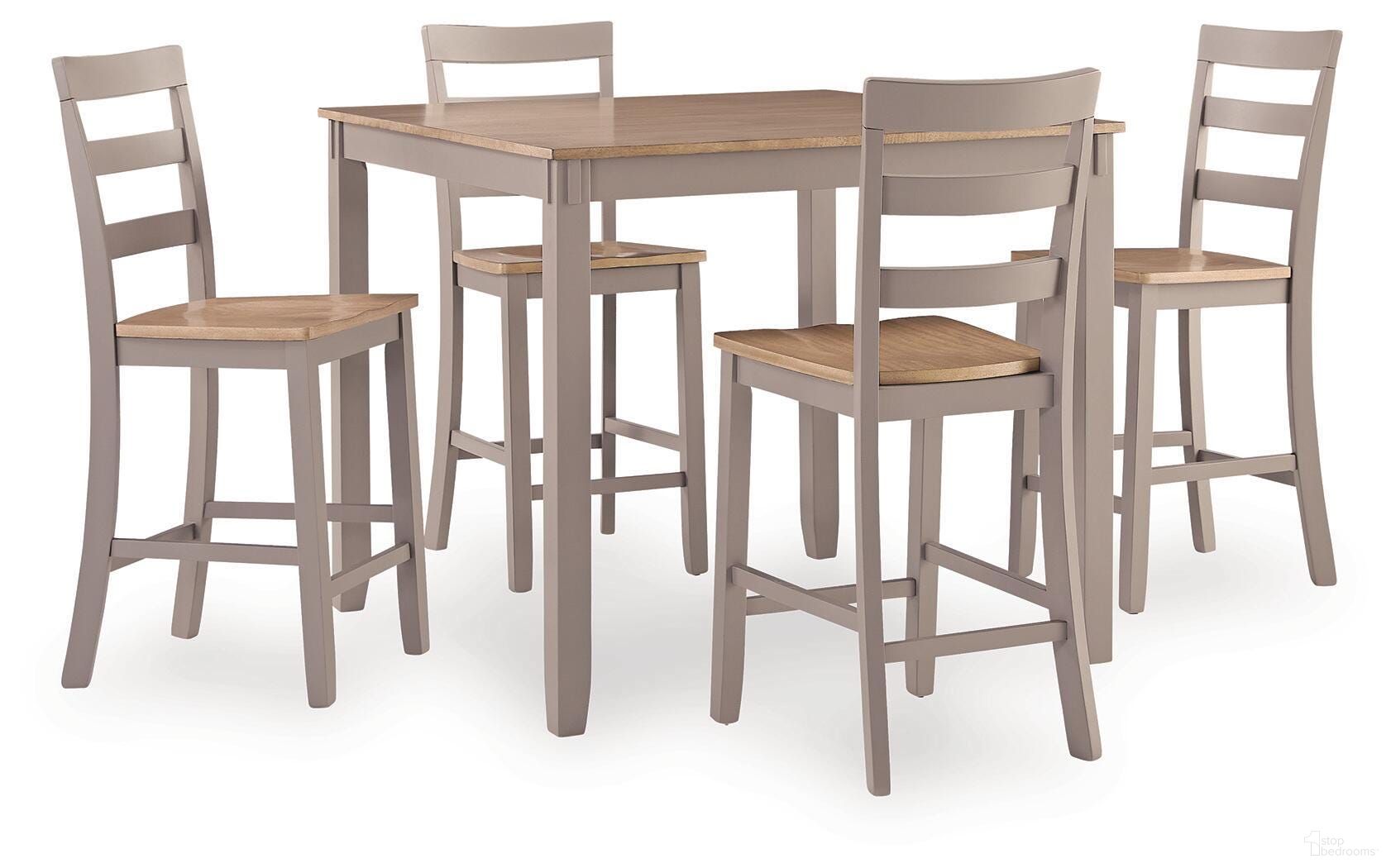 Loyander Counter Height Dining Room Set In Natural and Gray