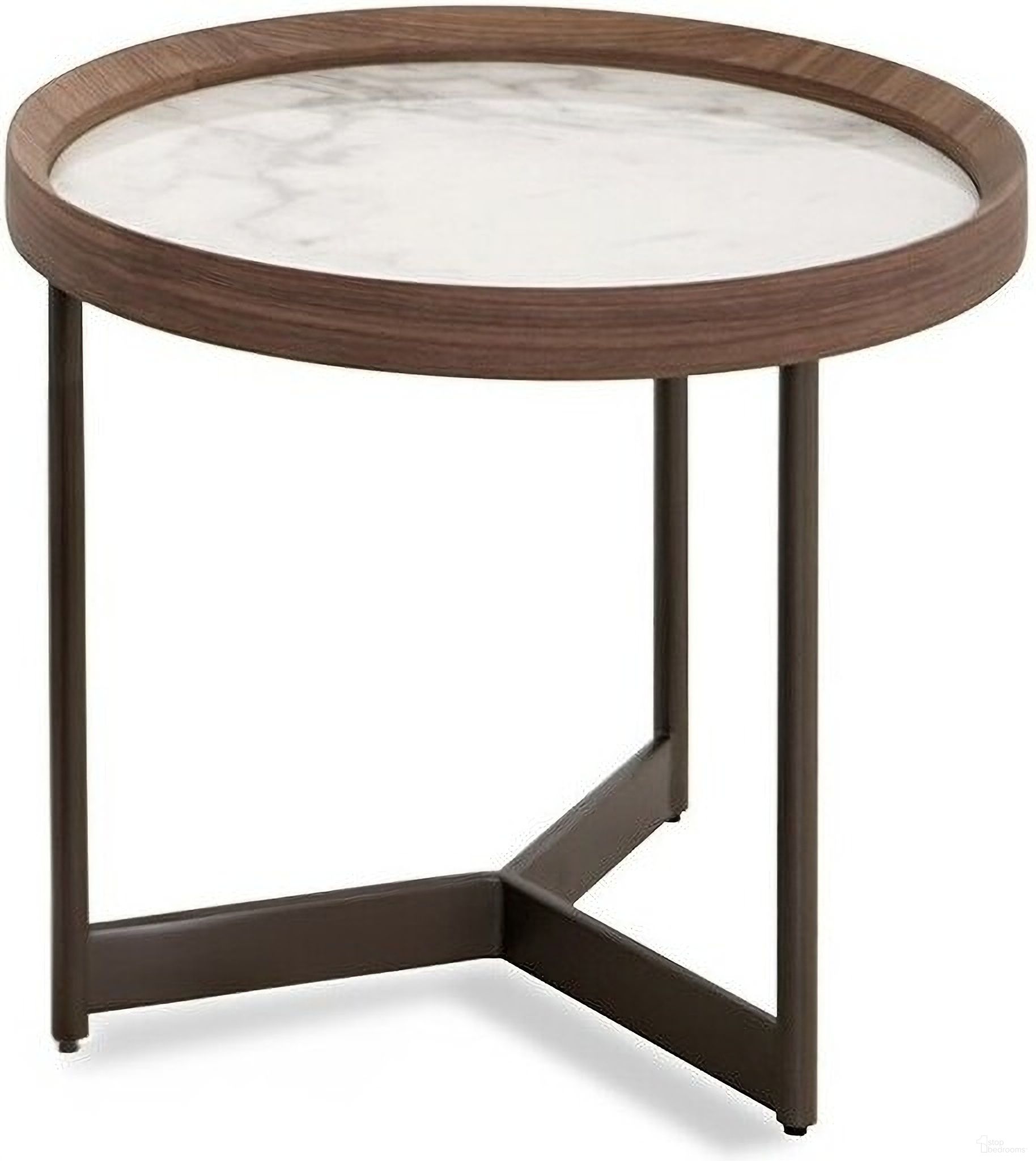 The appearance of LP 462B End Table In Walnut and White designed by J&M in the modern / contemporary interior design. This walnut and white piece of furniture  was selected by 1StopBedrooms from 462B Collection to add a touch of cosiness and style into your home. Sku: 19773-ET. Material: MDF.