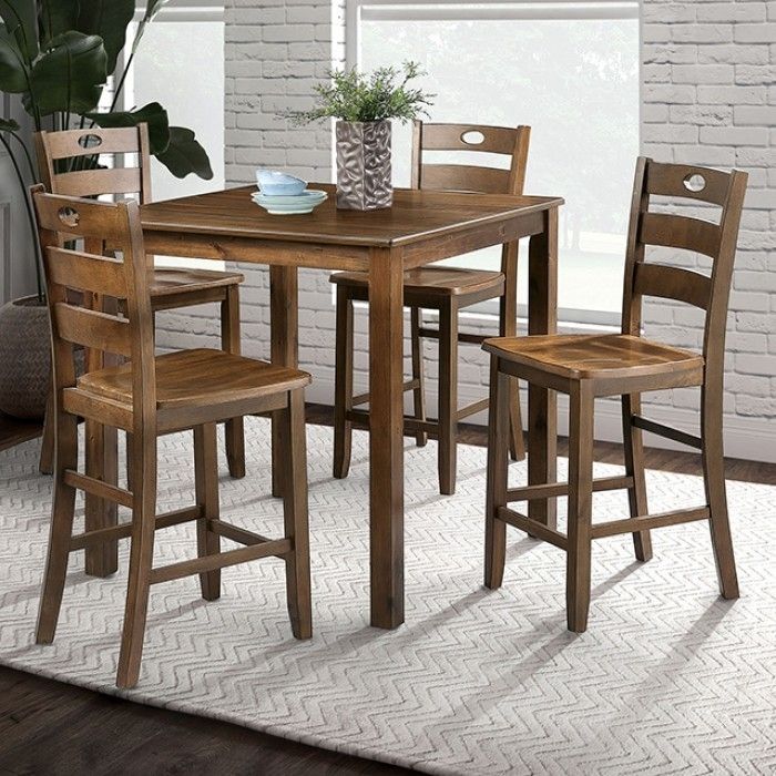 Lubbock 5 Piece Counter Height Table Set In Walnut
