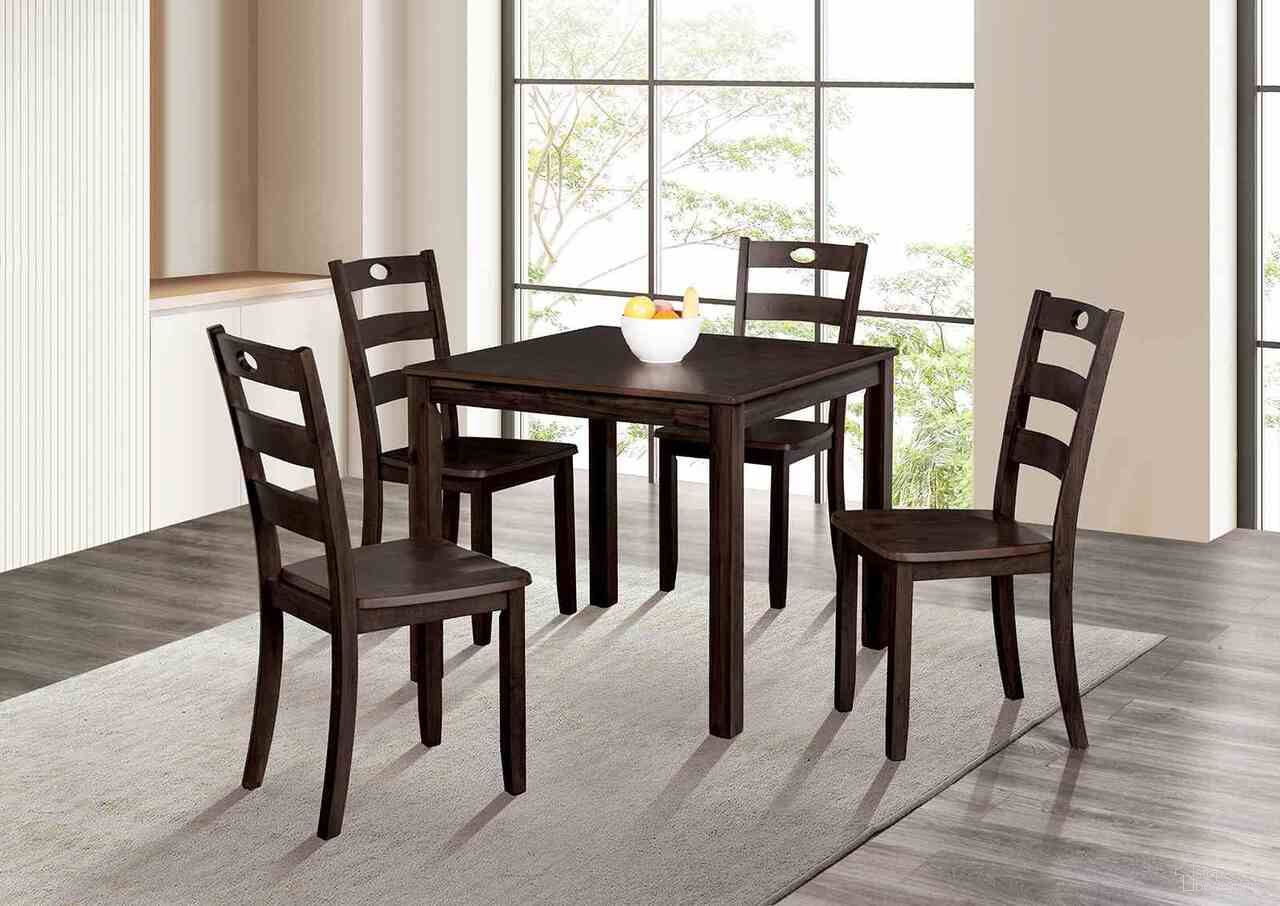 The appearance of Lubbock 5 Piece Dining Table Set In Espresso designed by Furniture of America in the transitional interior design. This espresso piece of furniture was selected by 1StopBedrooms from Lubbock Collection to add a touch of cosiness and style into your home. Sku: FM3419EX-T-5PK. Table Base Style: Legs. Table Top Shape: Square. Material: Wood Veneer.
