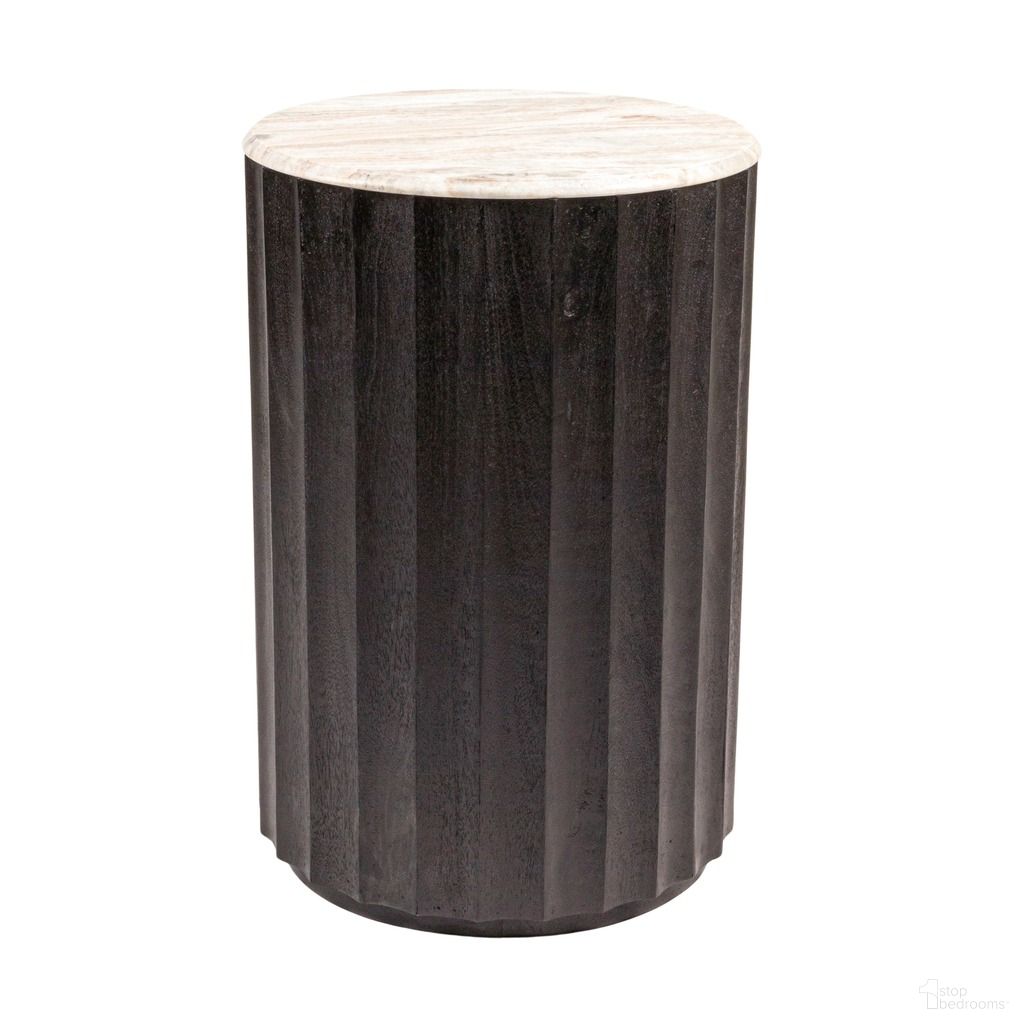 The appearance of Luca Round Mango Wood Fluted Coffee Table with Marble Top In Walnut designed by Rowena Interiors in the modern / contemporary interior design. This walnut piece of furniture  was selected by 1StopBedrooms from Luca Collection to add a touch of cosiness and style into your home. Sku: EC2066. Material: Wood.