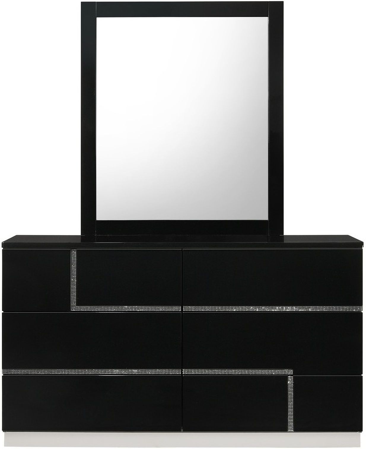 Lucca Black Lacquer Dresser and Mirror