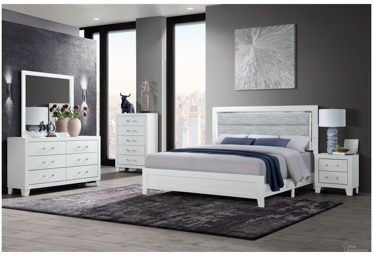 Luccia Bedroom Set with LED In White