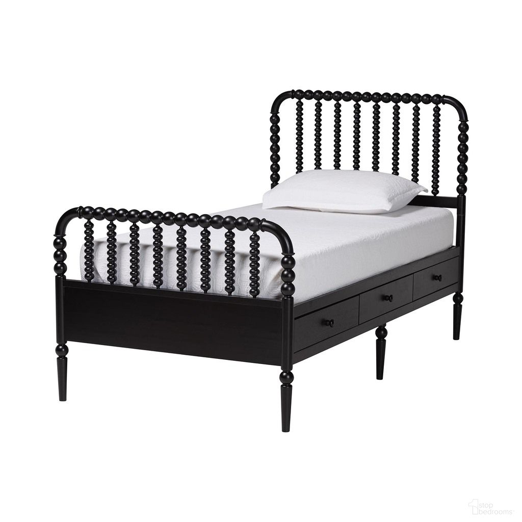 Lucera 6-Drawer Twin Platform Bed with Bobbin Frame In Black