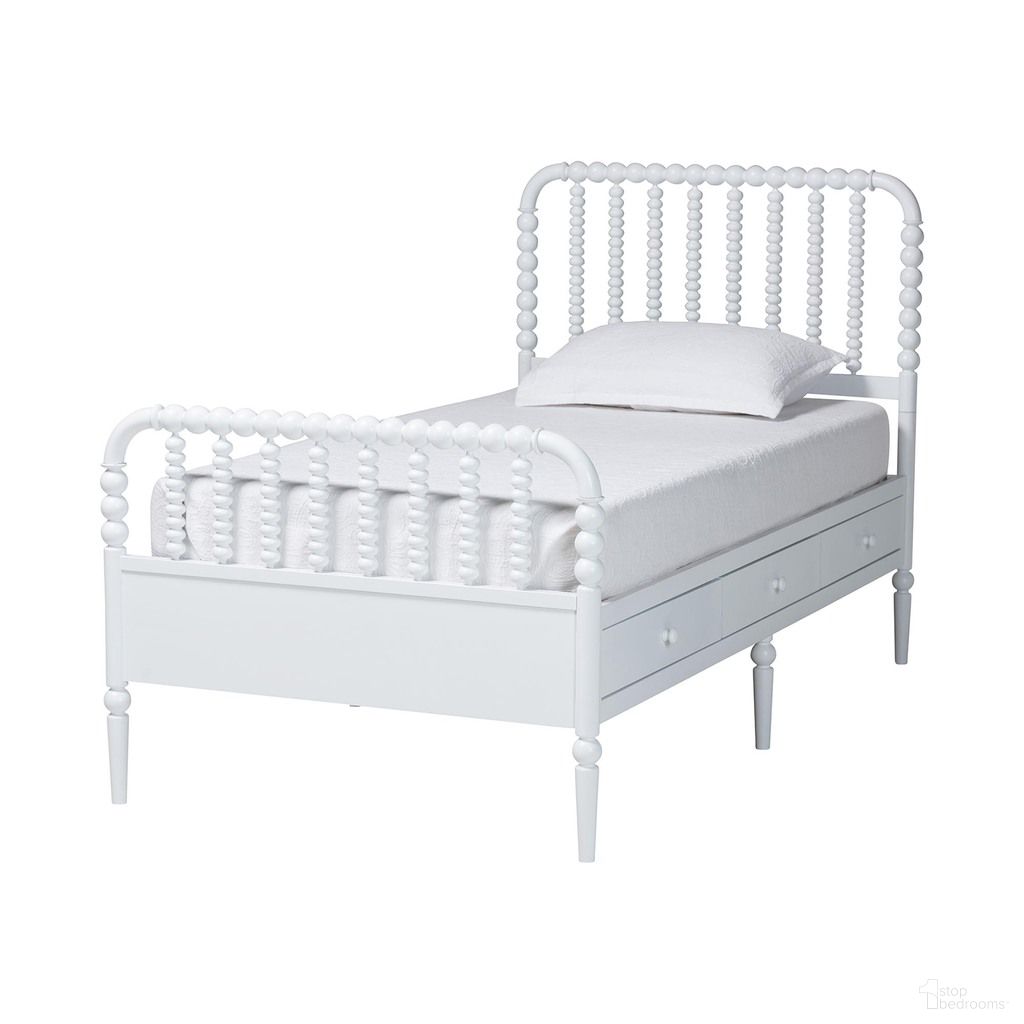 Lucera 6-Drawer Twin Platform Bed with Bobbin Frame In White