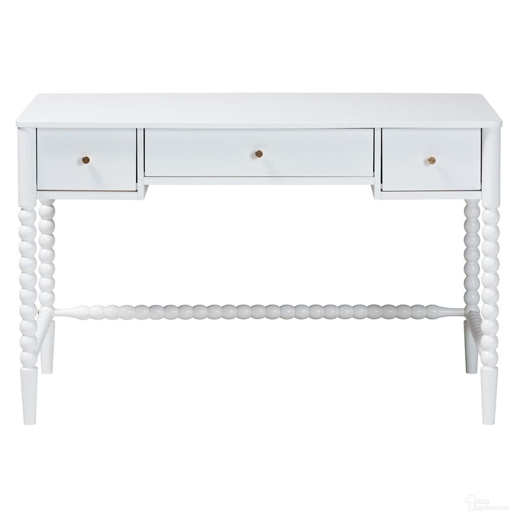Lucera Bobbin 3-Drawer Writing Desk In White