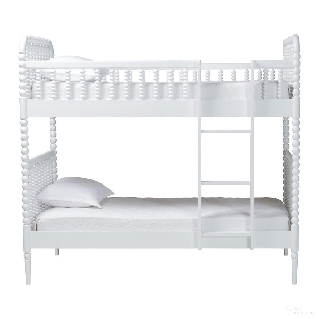 Lucera Bobbin Bunk Bed with Ladder In White