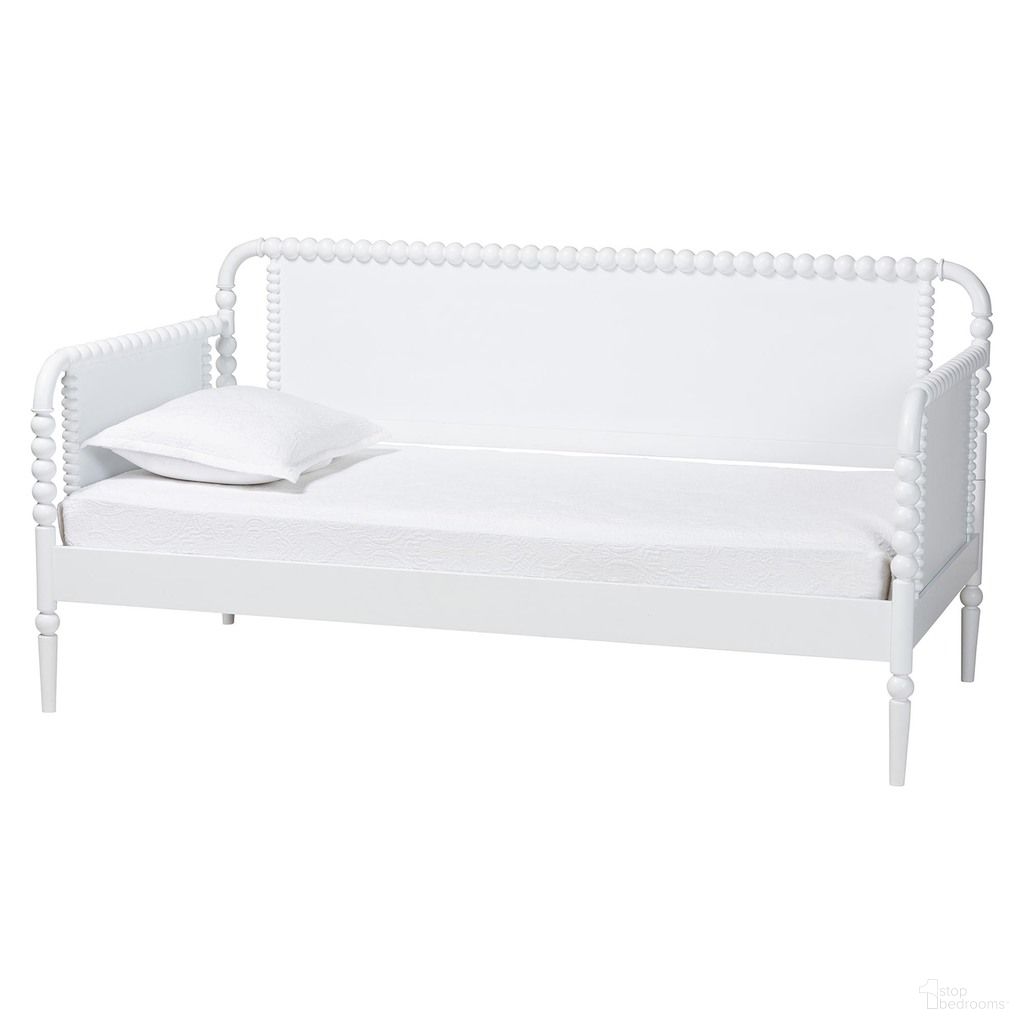 The appearance of Lucera Bobbin Twin Daybed In White designed by Baxton Studio in the traditional interior design. This white piece of furniture  was selected by 1StopBedrooms from Lucera Collection to add a touch of cosiness and style into your home. Sku: MG0110-4-White-Daybed. Bed Type: Daybed. Bed Size: Twin. Material: Solid Rubberwood.