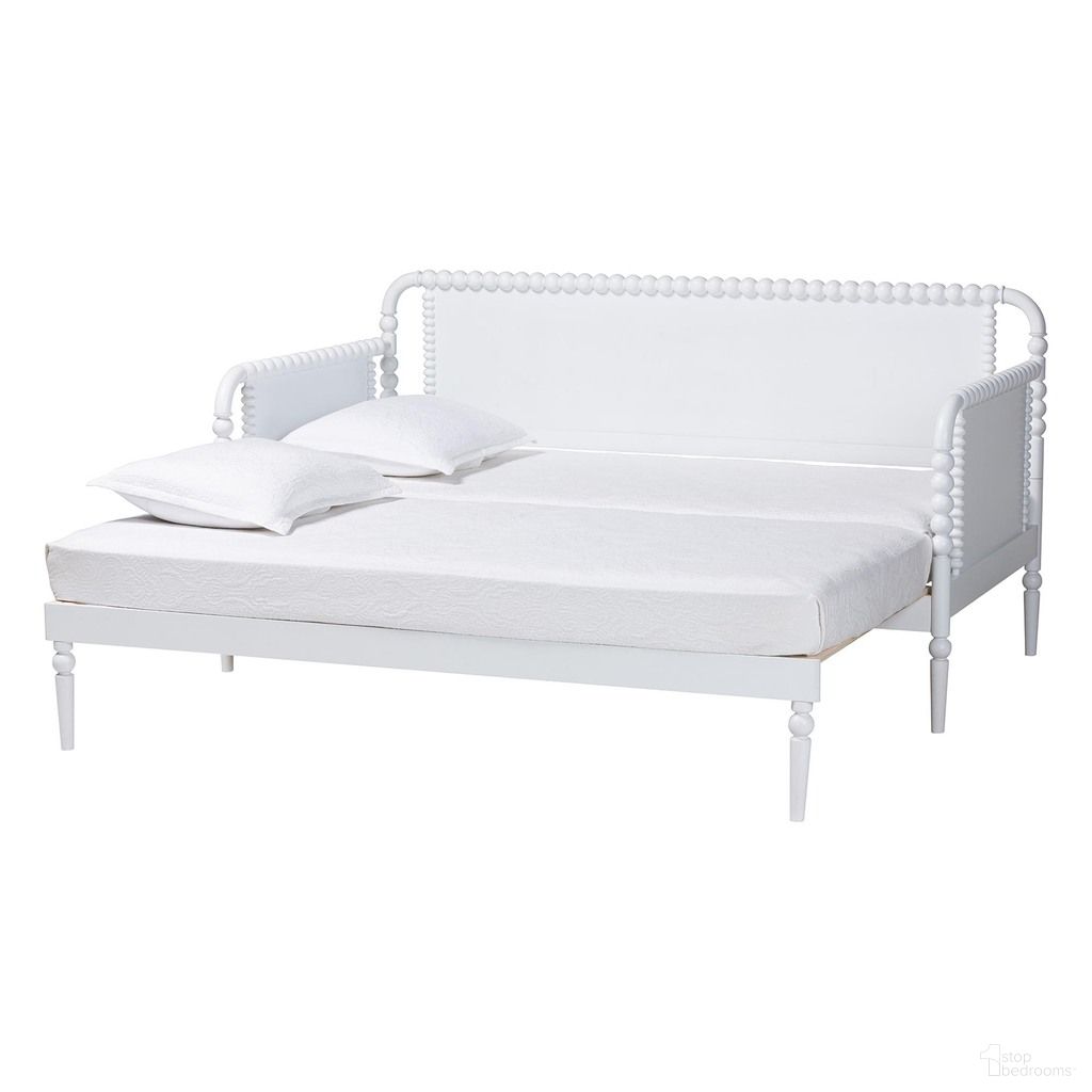 The appearance of Lucera Bobbin Twin-To-King Expandable Daybed In White designed by Baxton Studio in the traditional interior design. This white piece of furniture  was selected by 1StopBedrooms from Lucera Collection to add a touch of cosiness and style into your home. Sku: MG0110-5-White-Twin to King-Daybed. Bed Type: Daybed. Bed Size: King. Material: Solid Rubberwood.