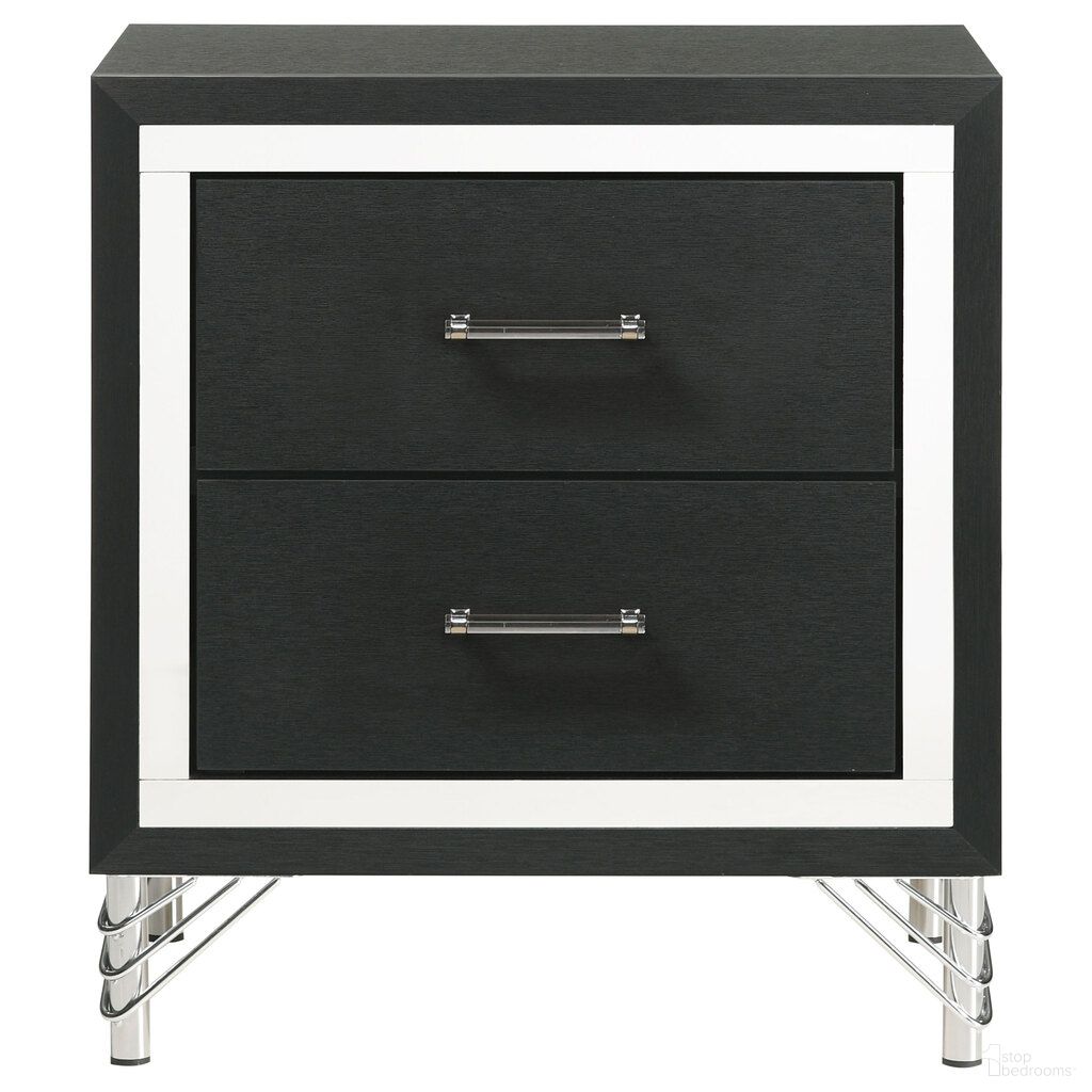 The appearance of Lucia 2-Drawer Nightstand Bedside Table In Black designed by Coaster in the modern / contemporary interior design. This black piece of furniture was selected by 1StopBedrooms from Lucia Collection to add a touch of cosiness and style into your home. Sku: 224992. Material: Metal.