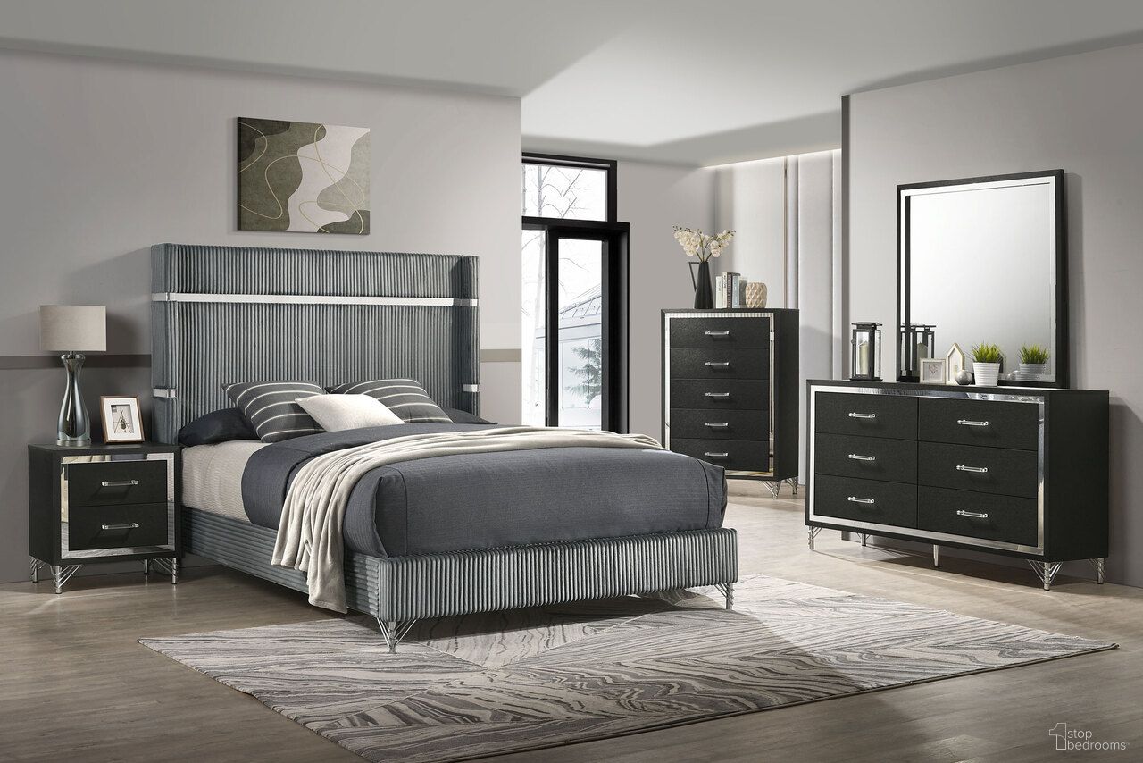 Lucia 61 Inch Upholstered Wingback Bedroom Set In Grey