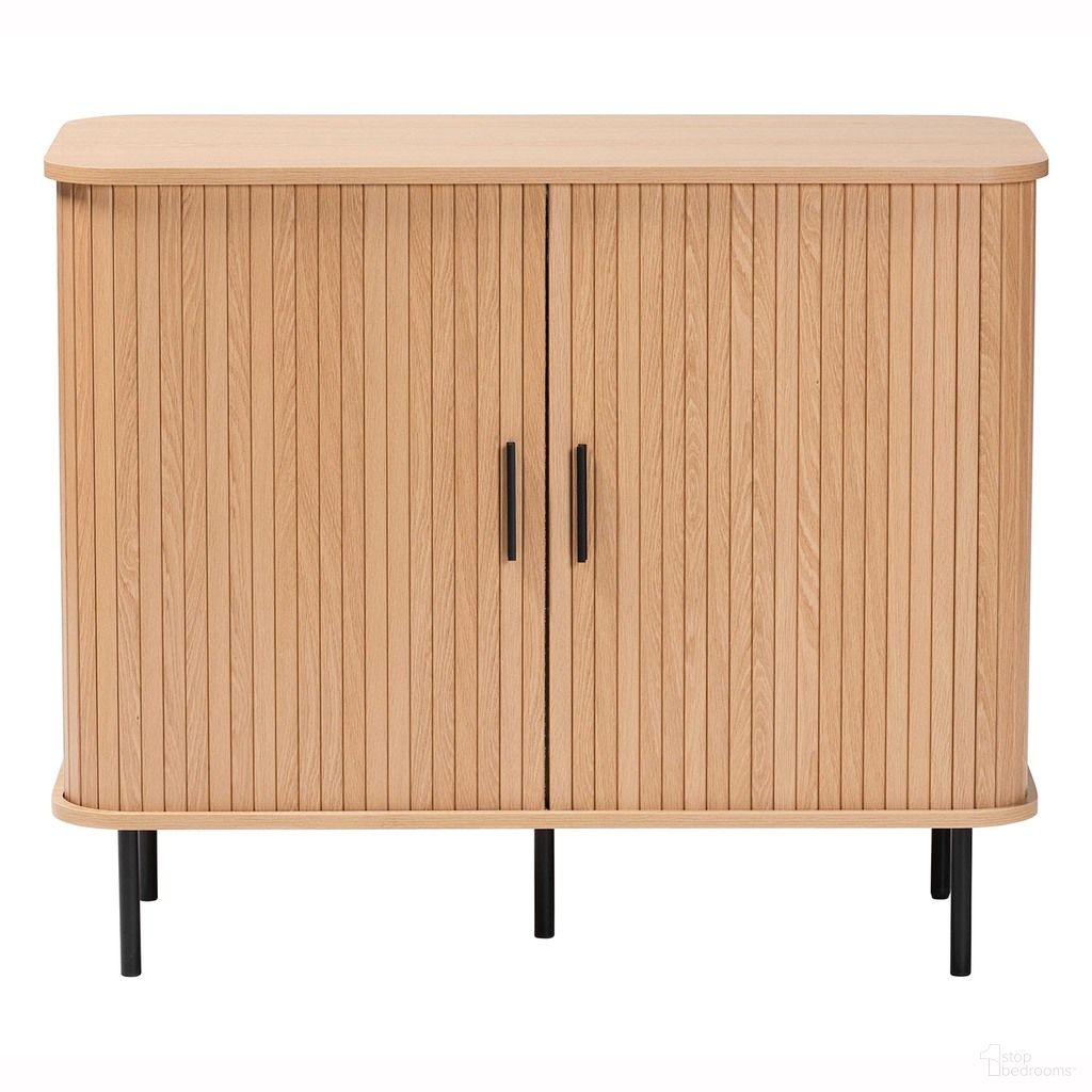 Lucia Fluted Wood 35 Inch Wide Storage Cabinet In Light Oak