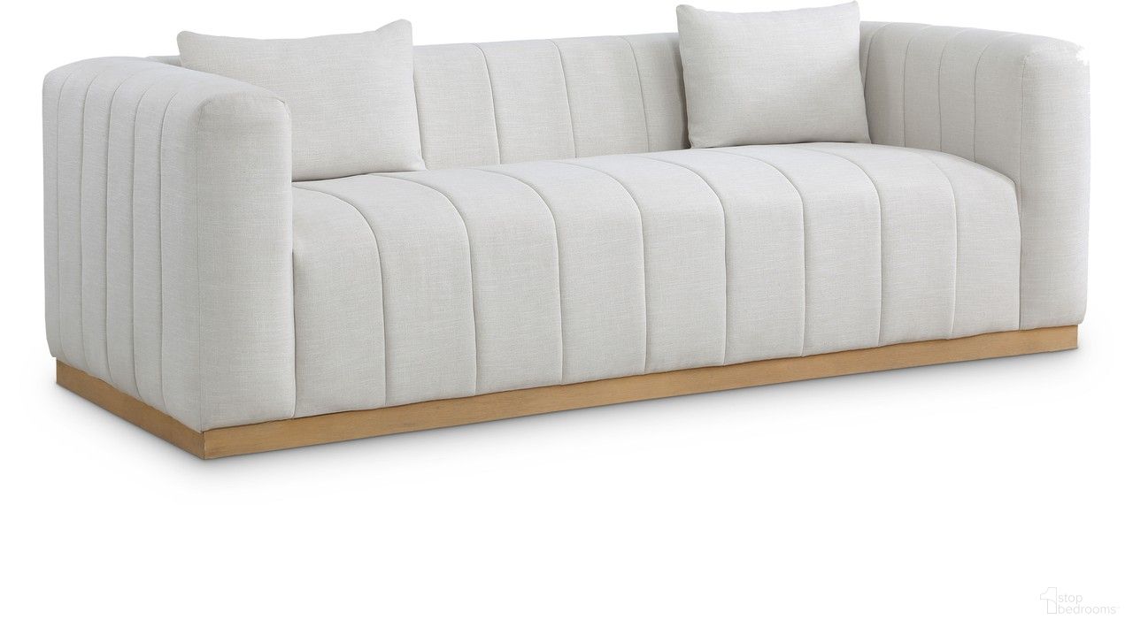 Lucia Linen Textured Fabric Sofa In Cream